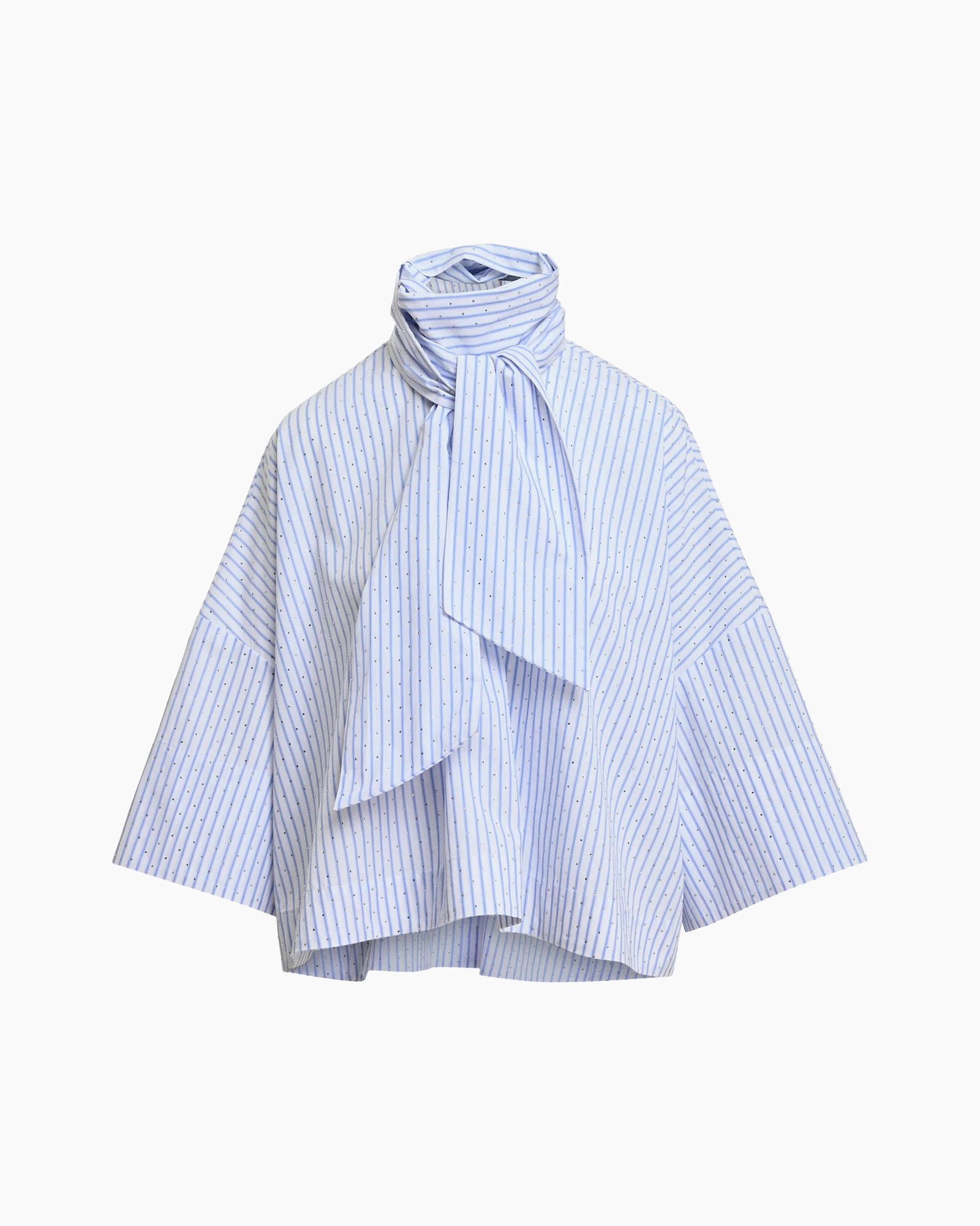 hemd, blouse, sjaal, gestreept, blauw
