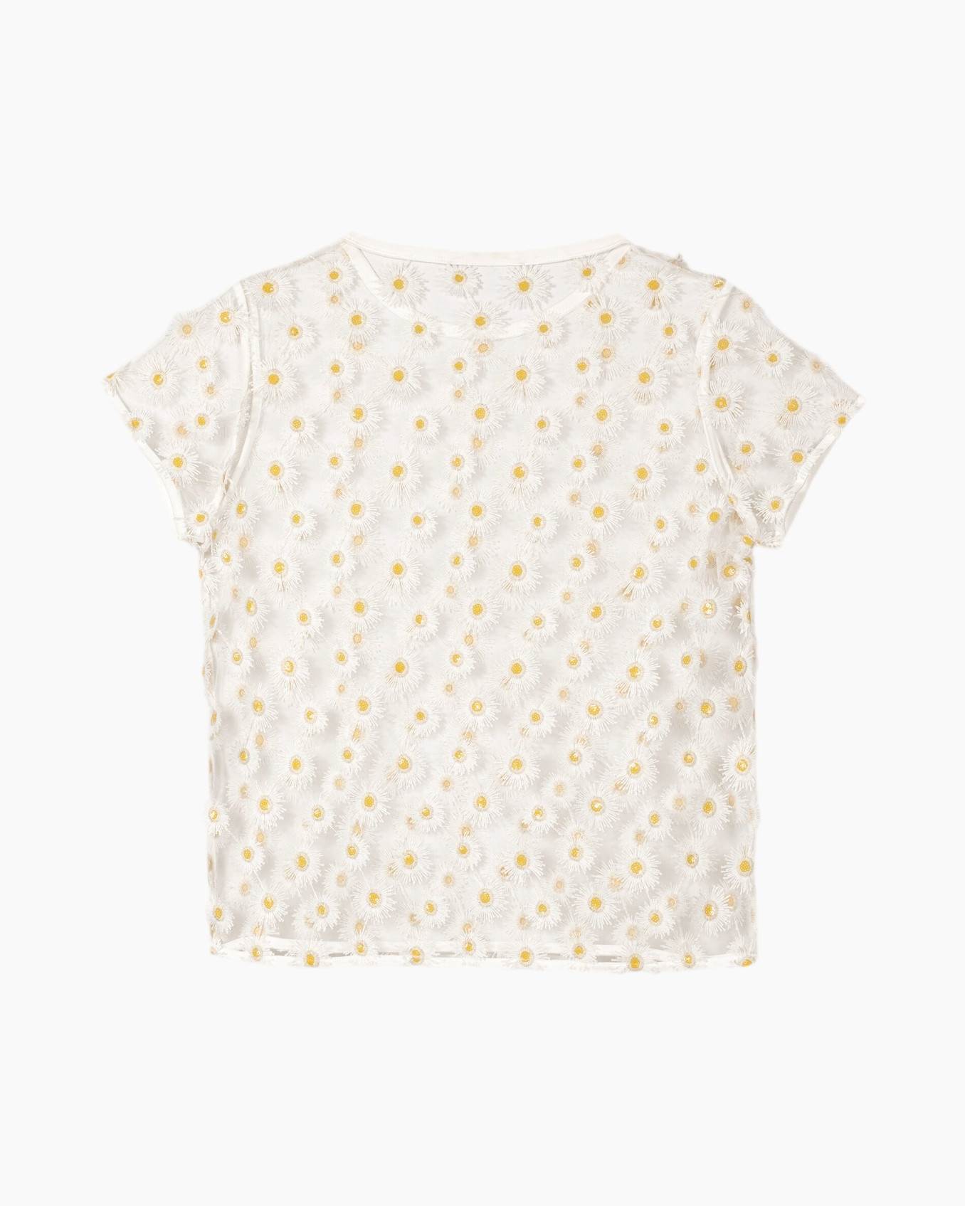 t-shirt, daisy print, wit, korte mouw, patroon