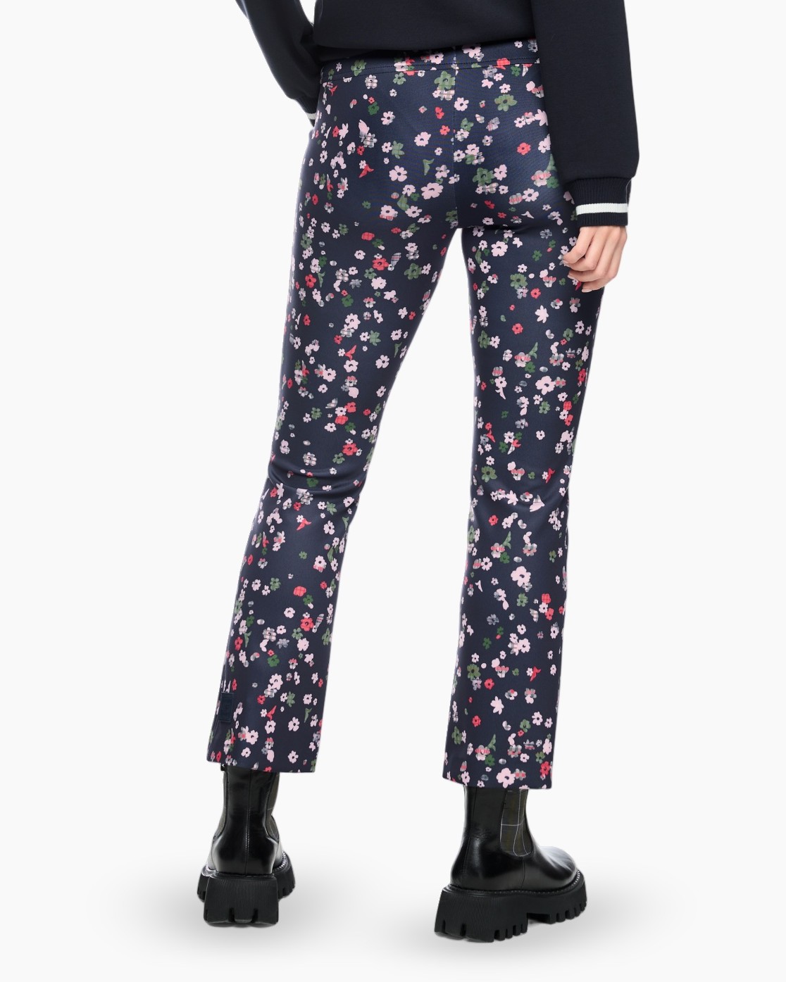 leggingen, bloemenspatroon, marineblauw, slim-fit, enkellengte