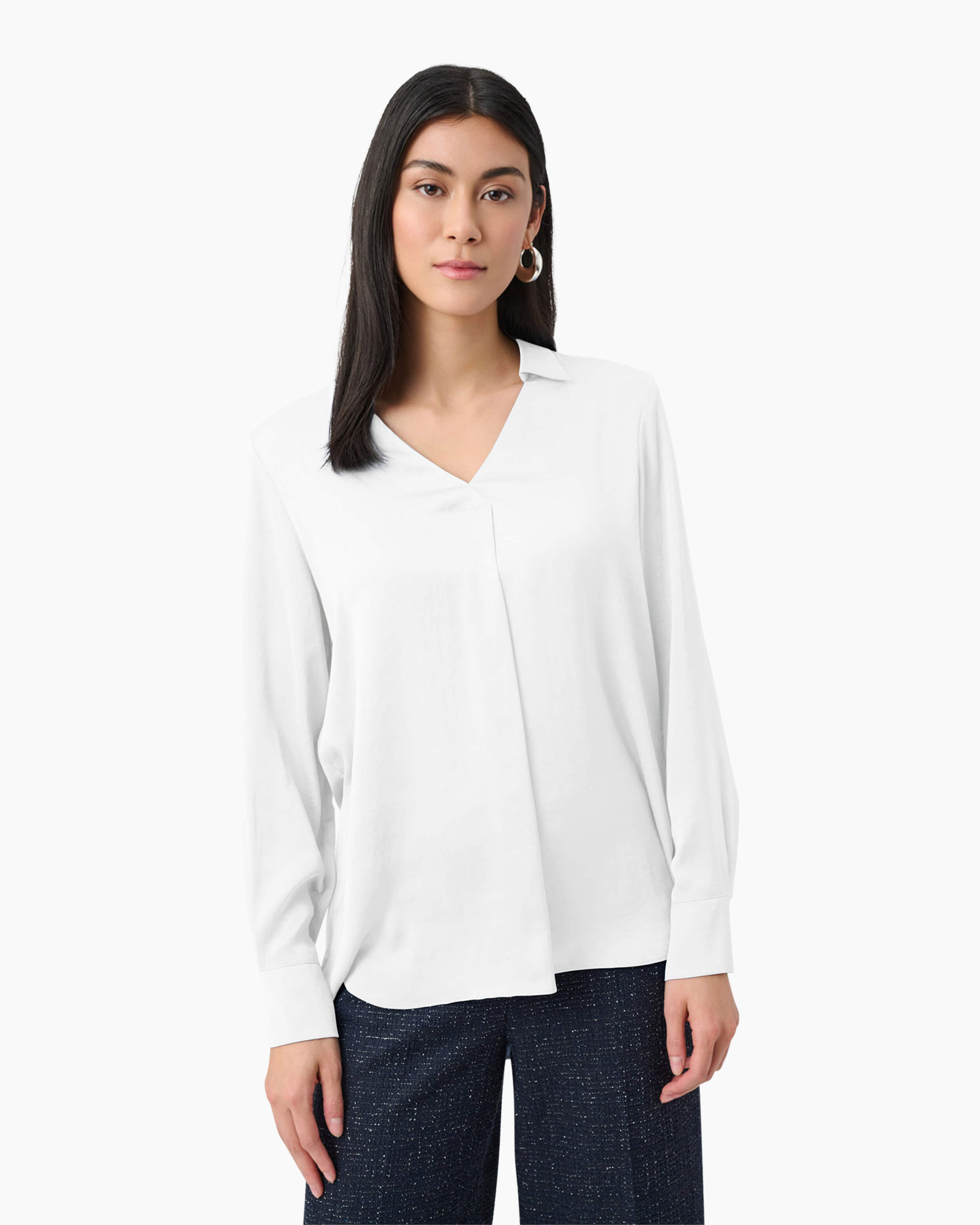 blouse, wit, lange_mouwen, kraag, top