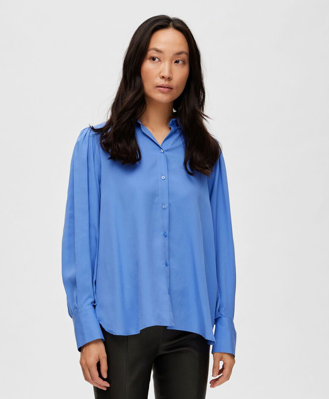 Selected Femme Blouse Porta Ls Shirt Ex Blauw