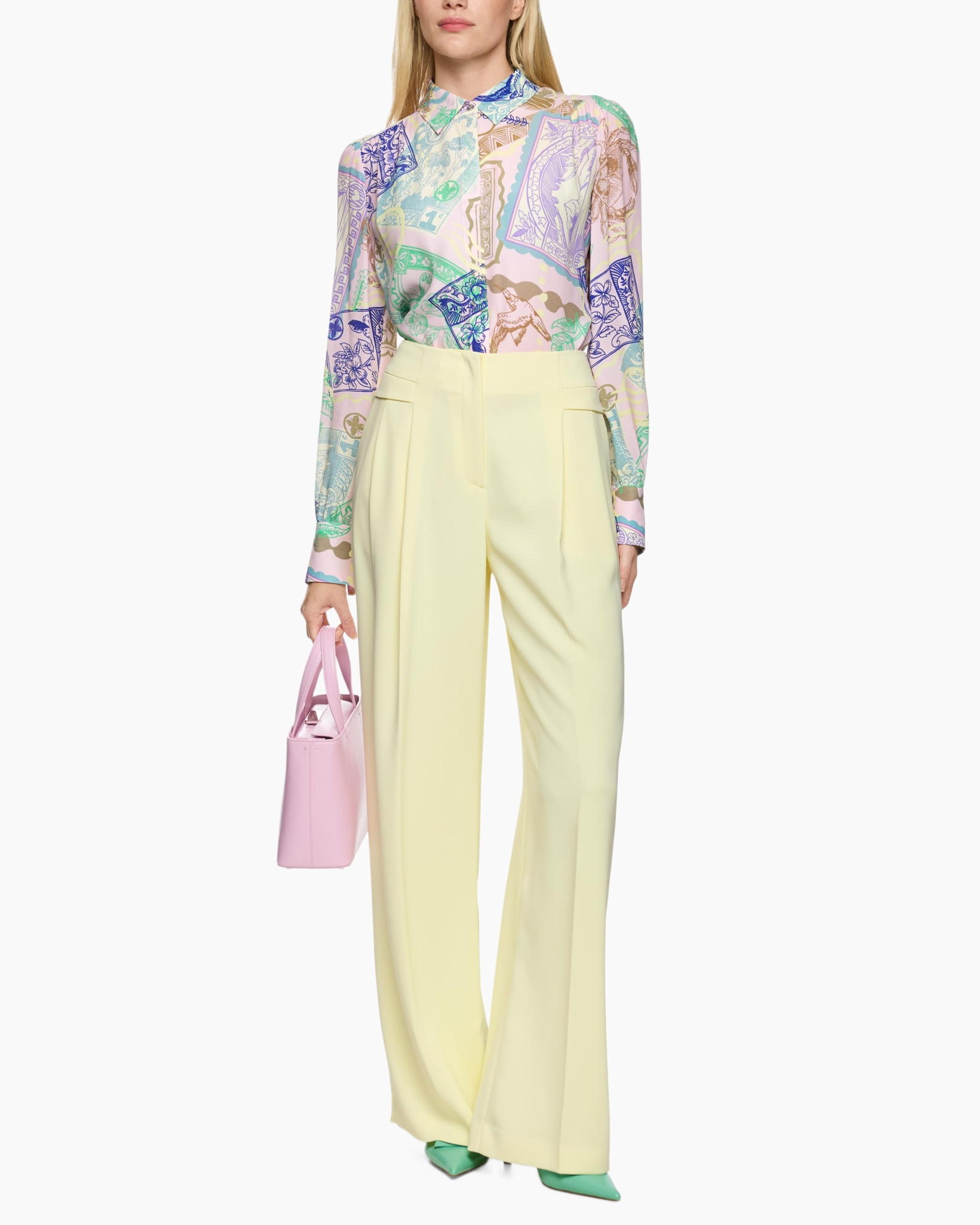 Blouse, Long Sleeve, Pants, Formal Wear, Handbag