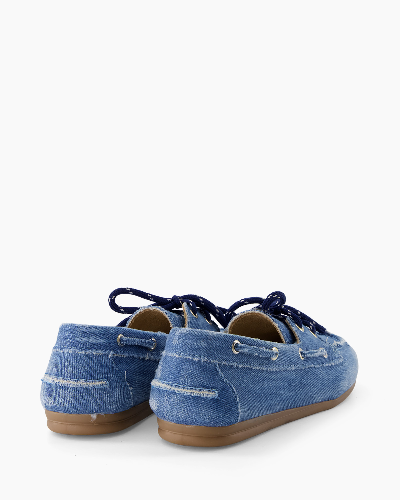 denim, sloafers boat, blauw, slip-on, stiksels accente