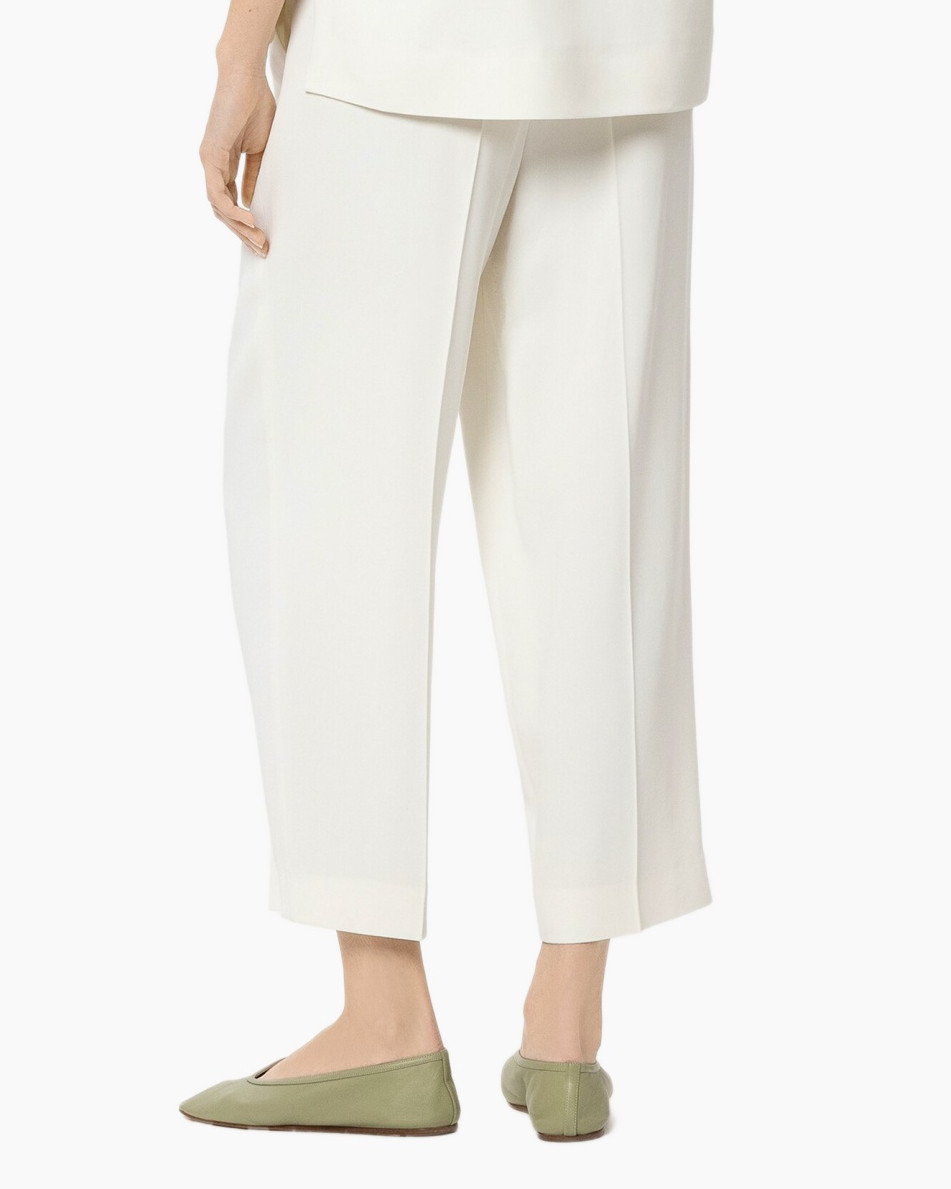 broek, crepe, wit, enkellengte, licht afgeknipt