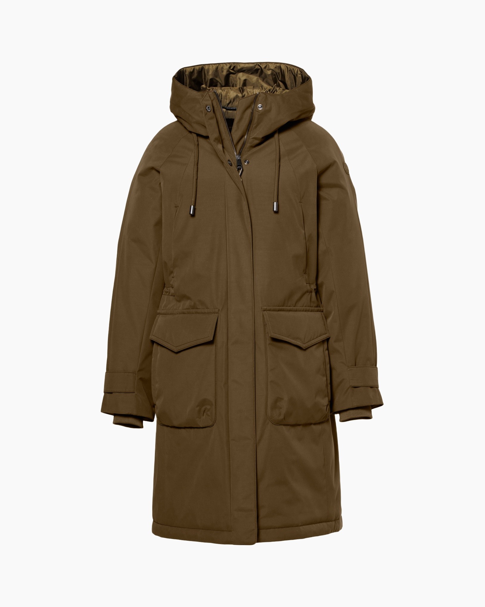 parka, jas, ceintuur?, zakken, khaki