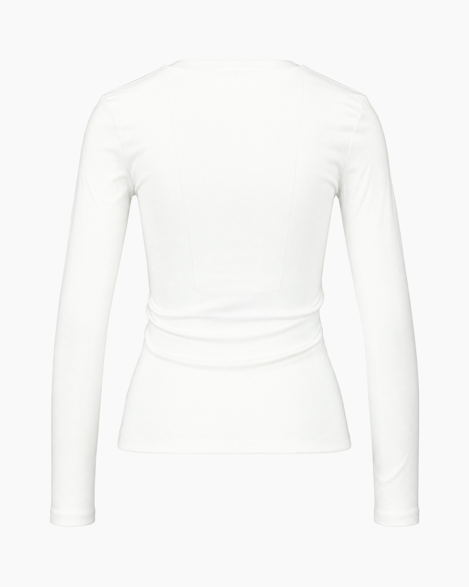 lange mouwen, wit, t-shirt, kraag loshangend, basisslaag