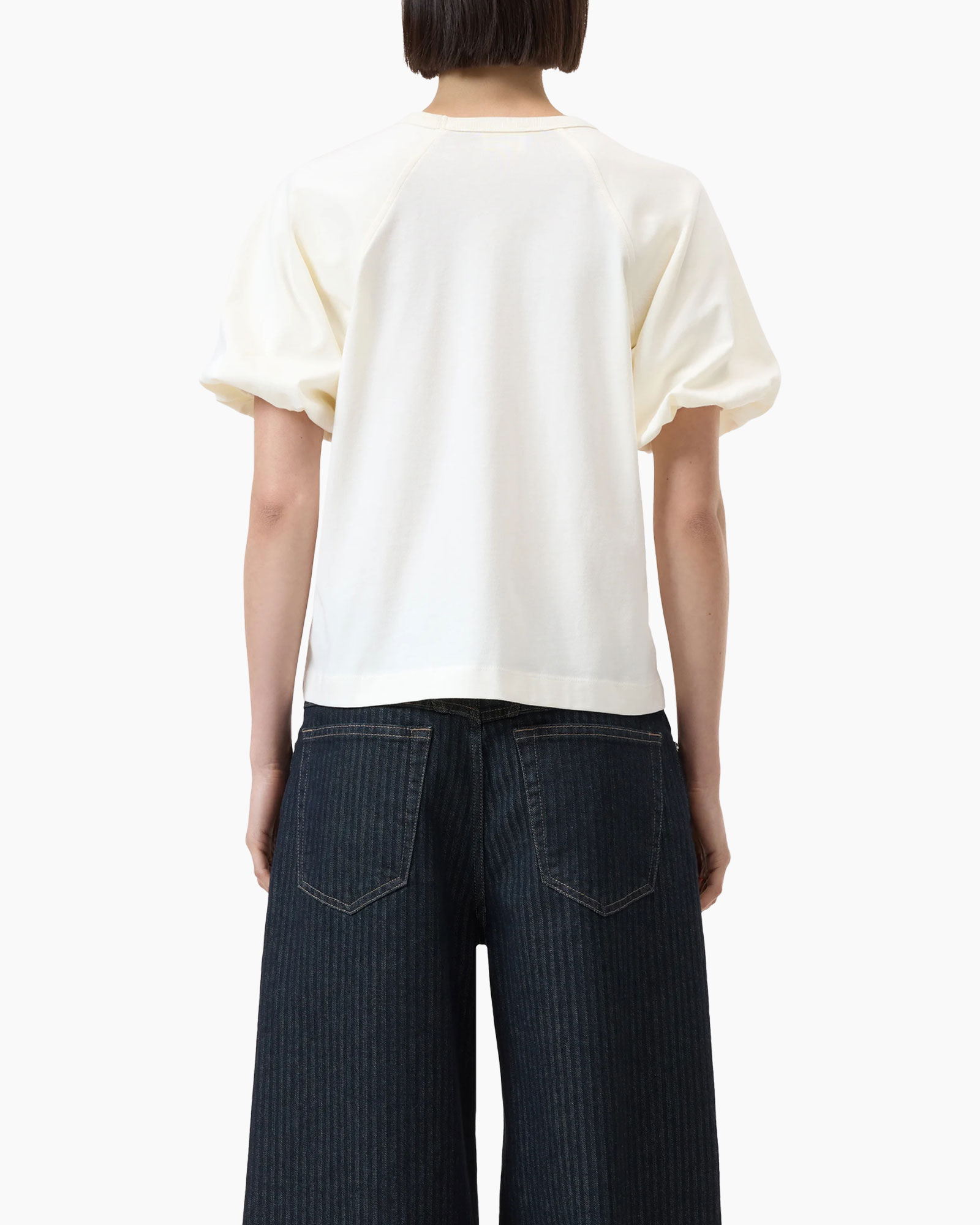 T-shirt Korte Mouw Wide Sleeve Off White