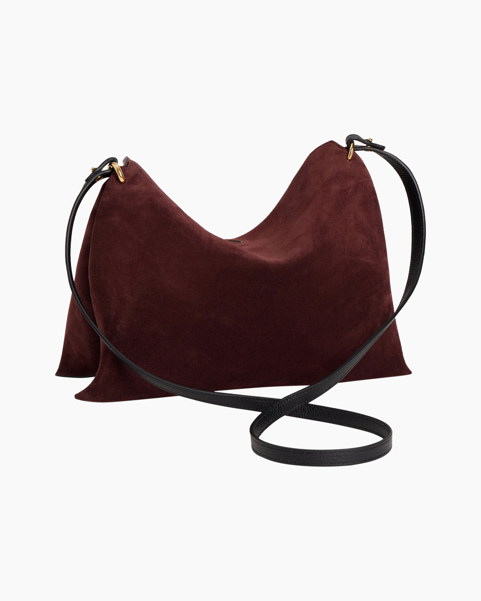 handtas, schoudertas, burgundy, suede, crossbodyriem