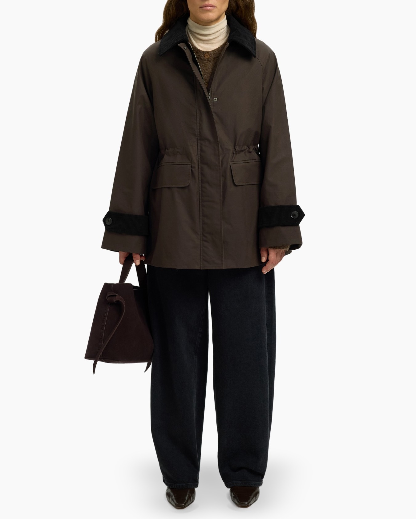 parka, bruin, jas, gevuld, zakken