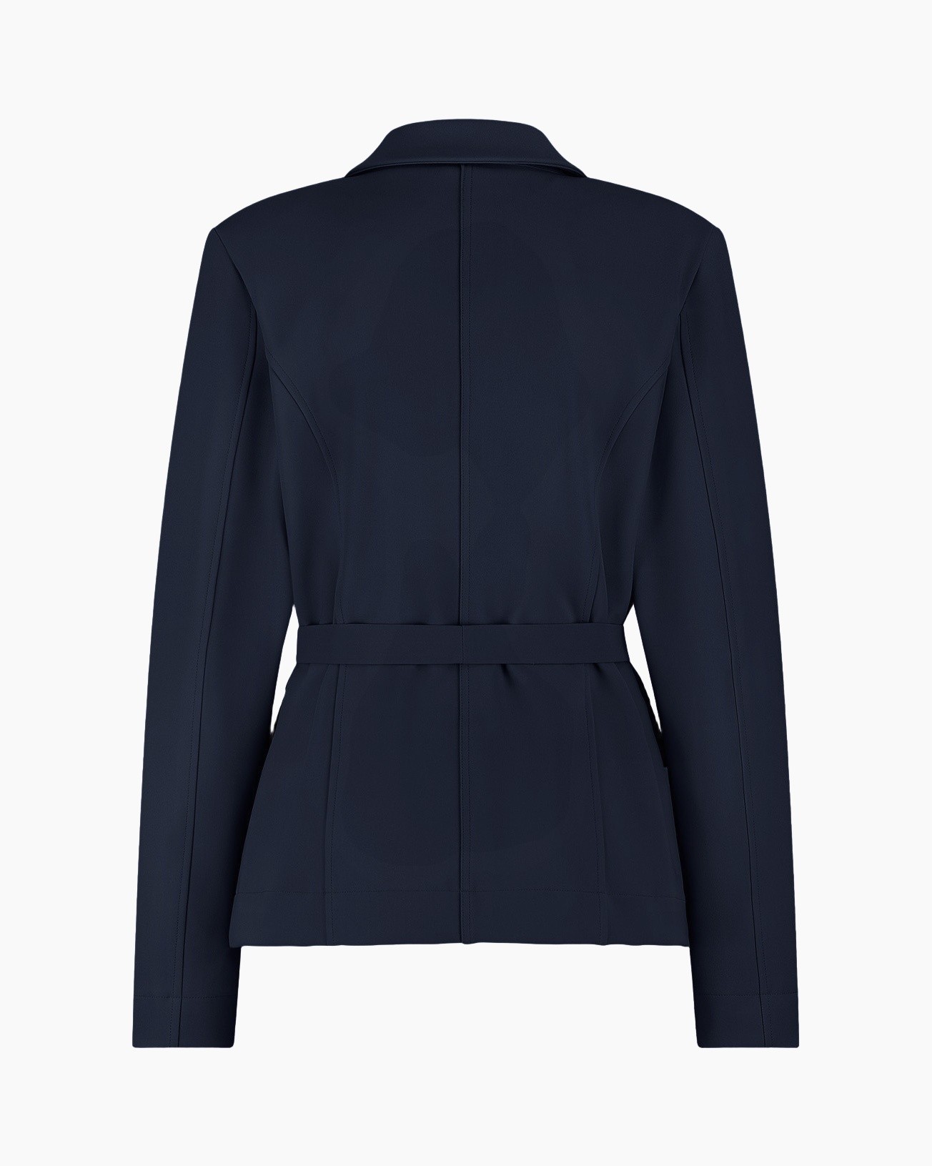 blazer, marineblauw, belted, gestructureerde blazer, dubbelbrede