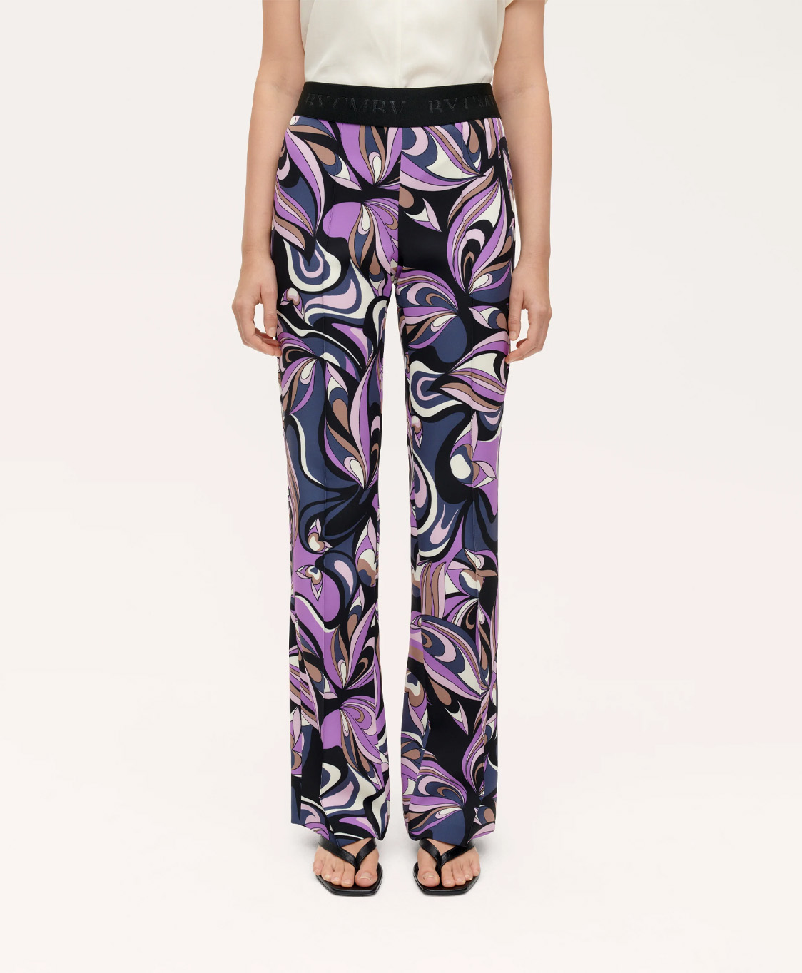 Cambio Flared Broek Flower Paars dessin
