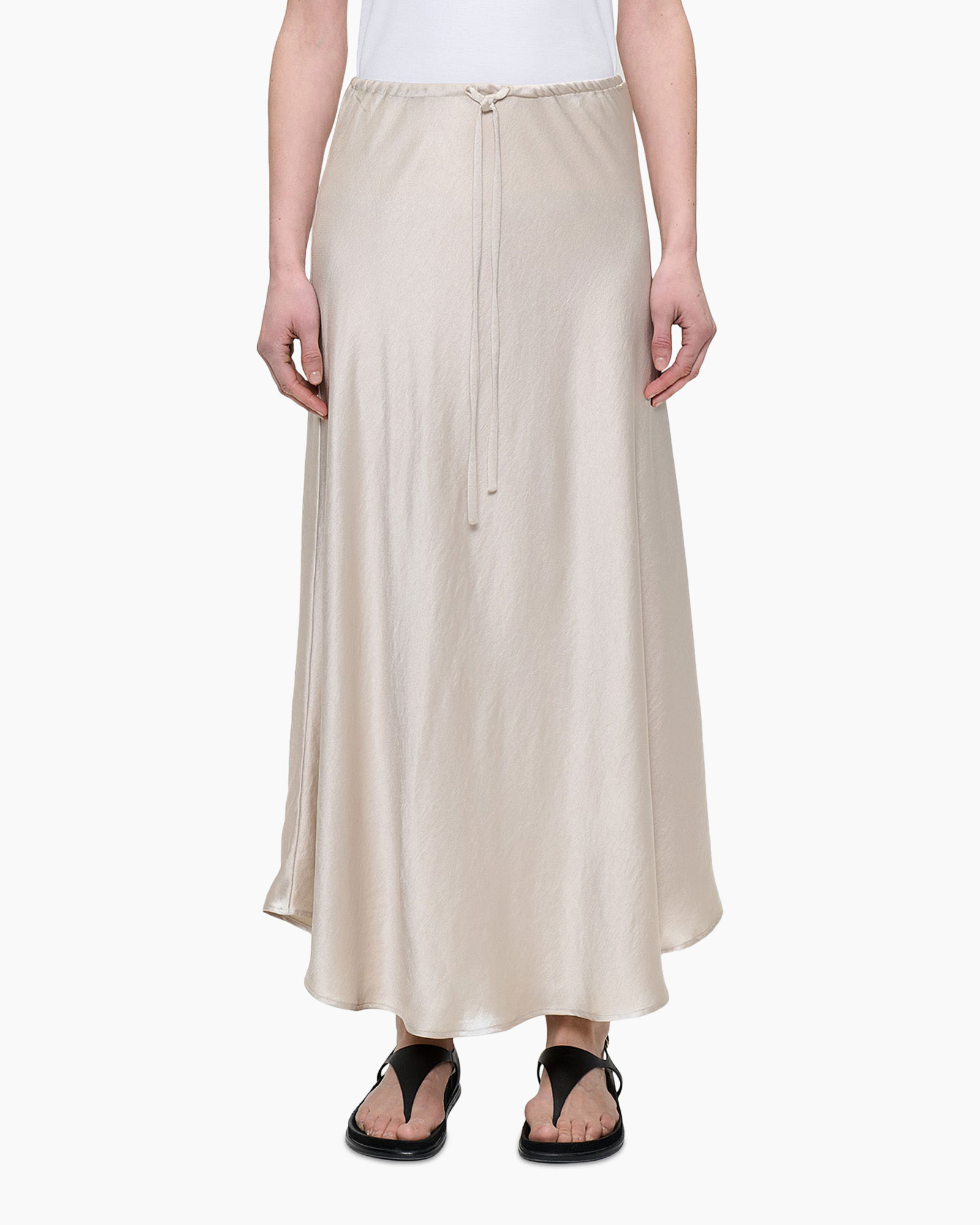 skirt, maxi, beige, drawstring, soft-sheen