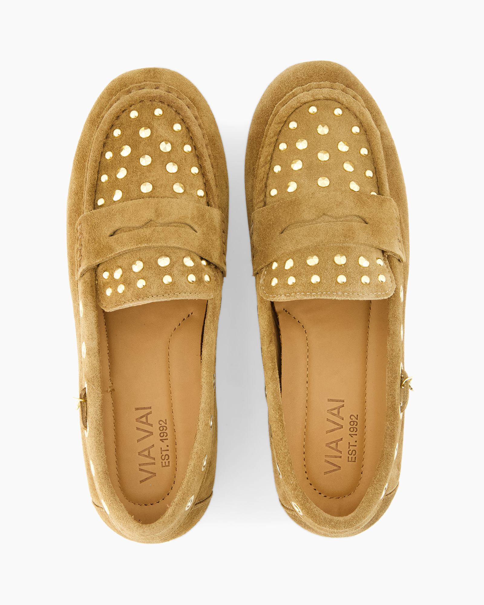 moccasins, slippers, suede, studs, tan