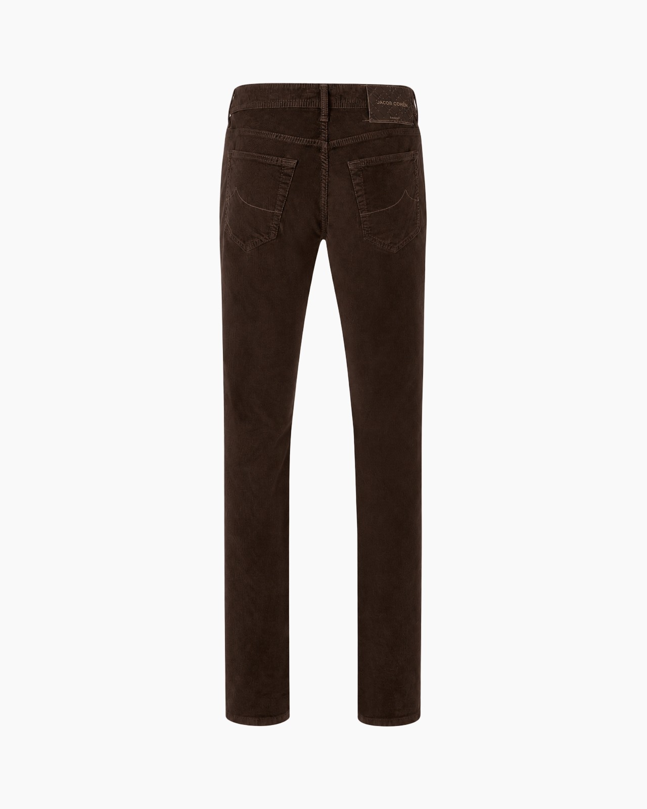 broek, corduroy, bruin, slim-fit, stiksels