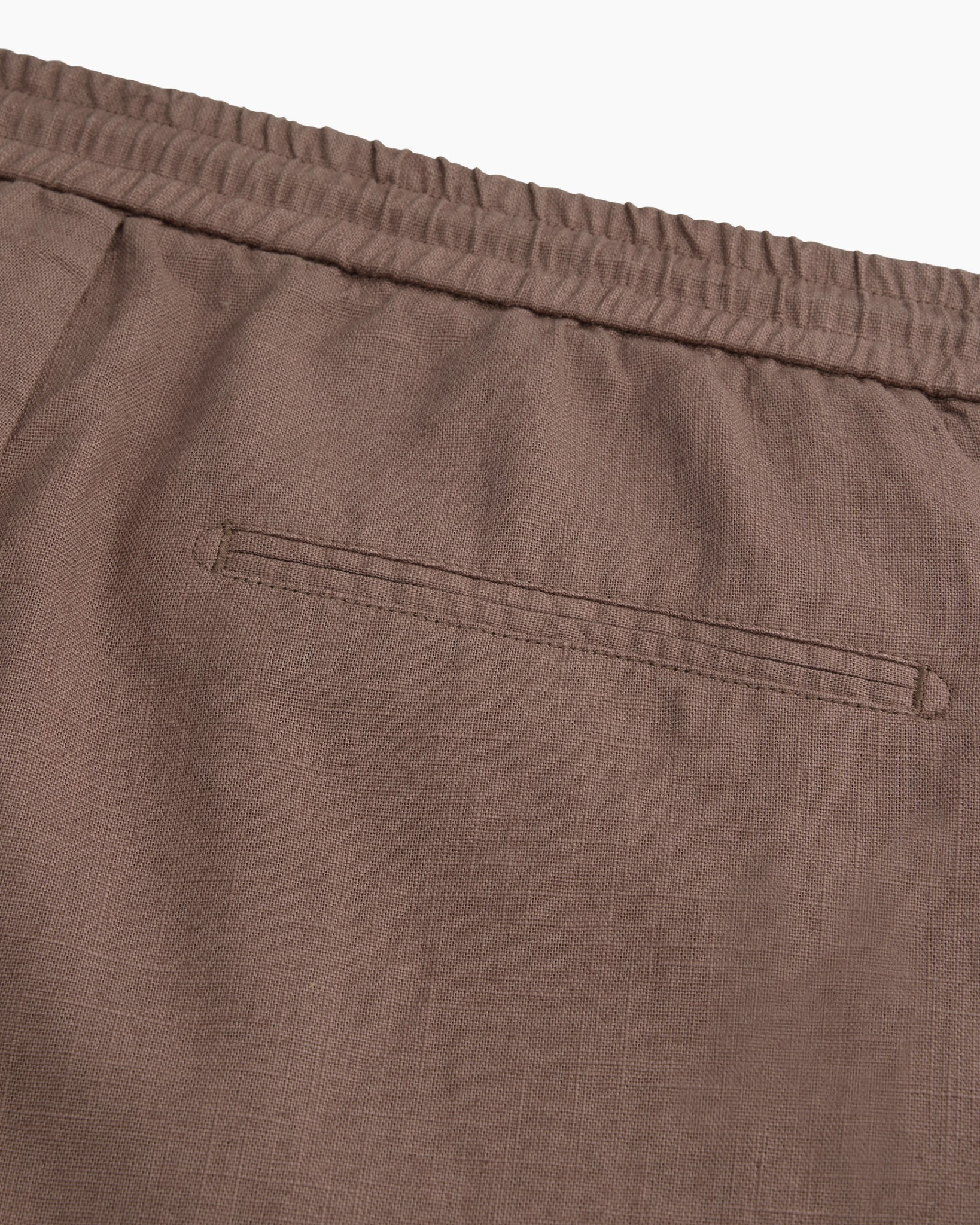 broekjes, touwtje, linnen, bruin, elastische taille