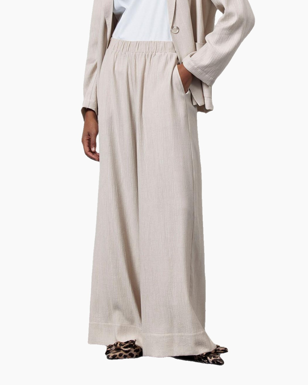 Broek Grace Linen Look Trousers Off White