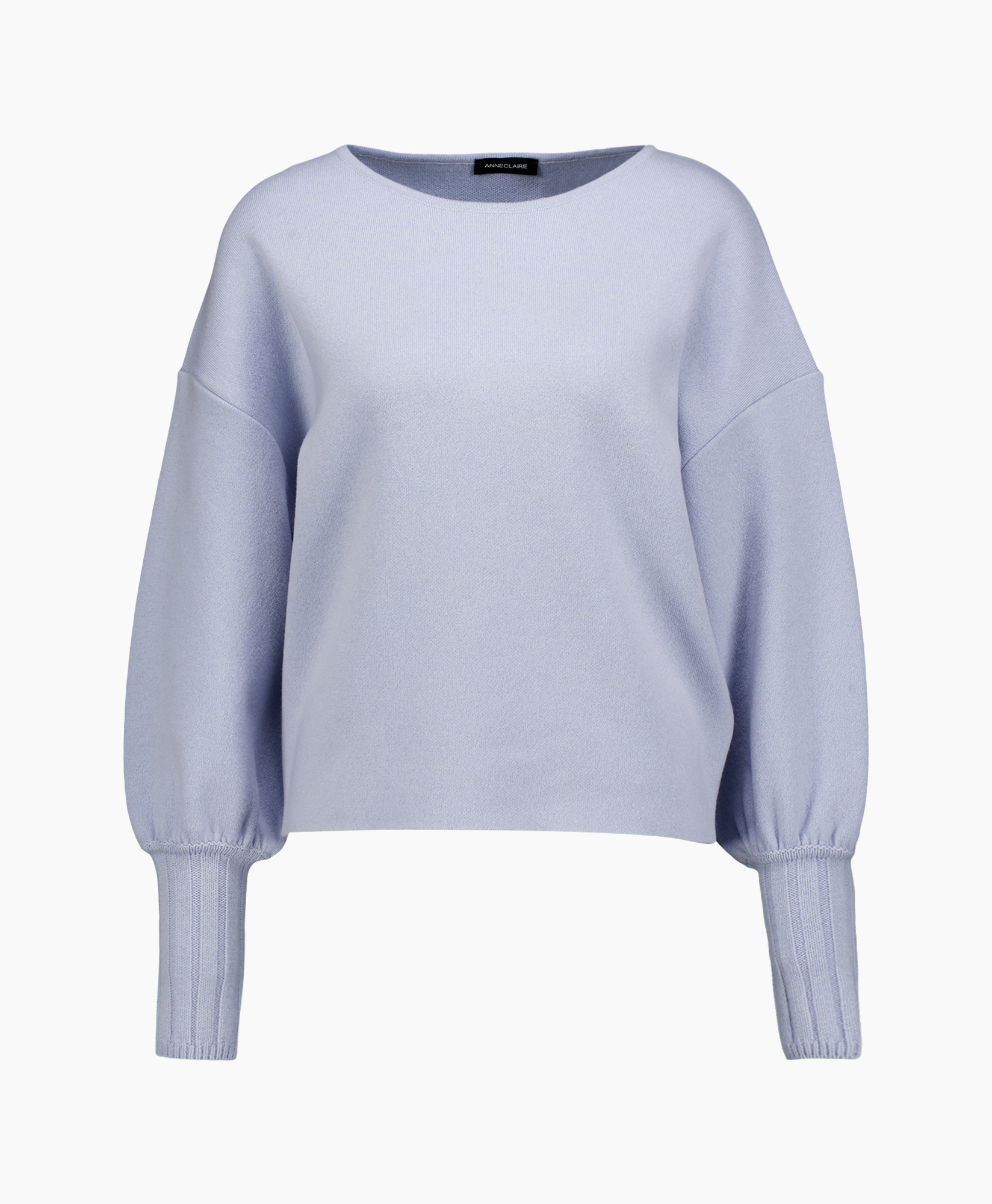 Gebreide Trui Ronde Hals Licht Blauw