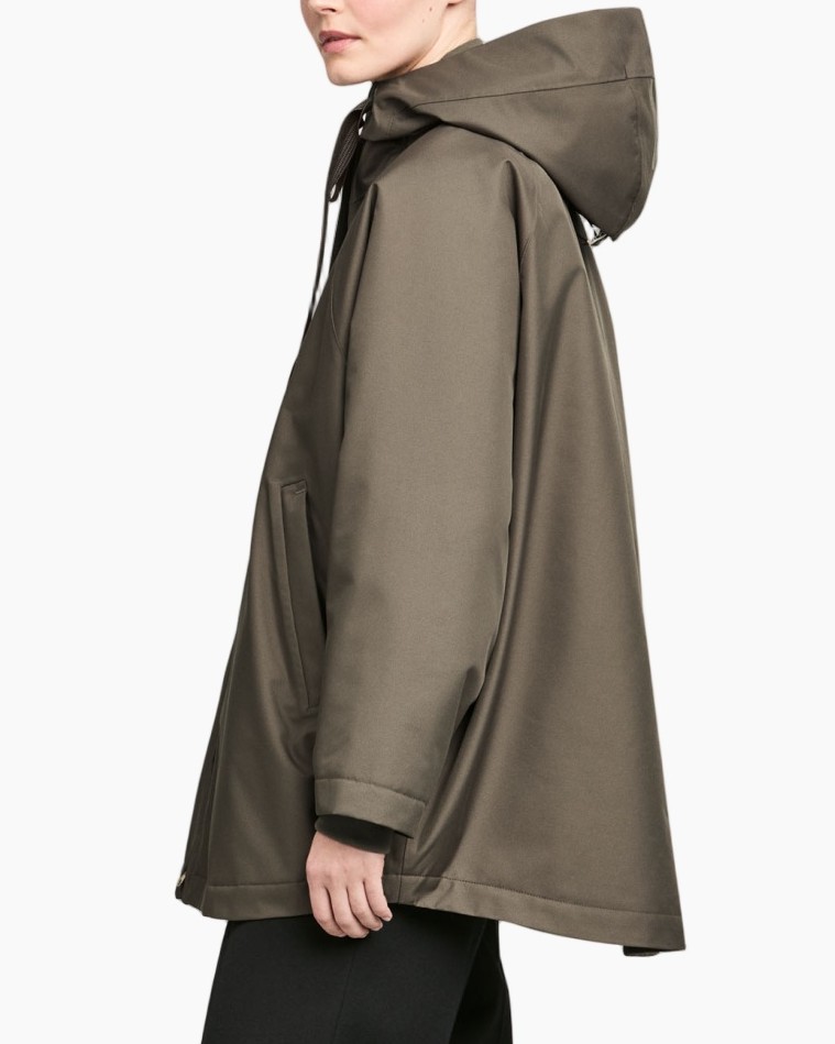 hooded, anorak, waterbestendig, olijf, puffer-achtig