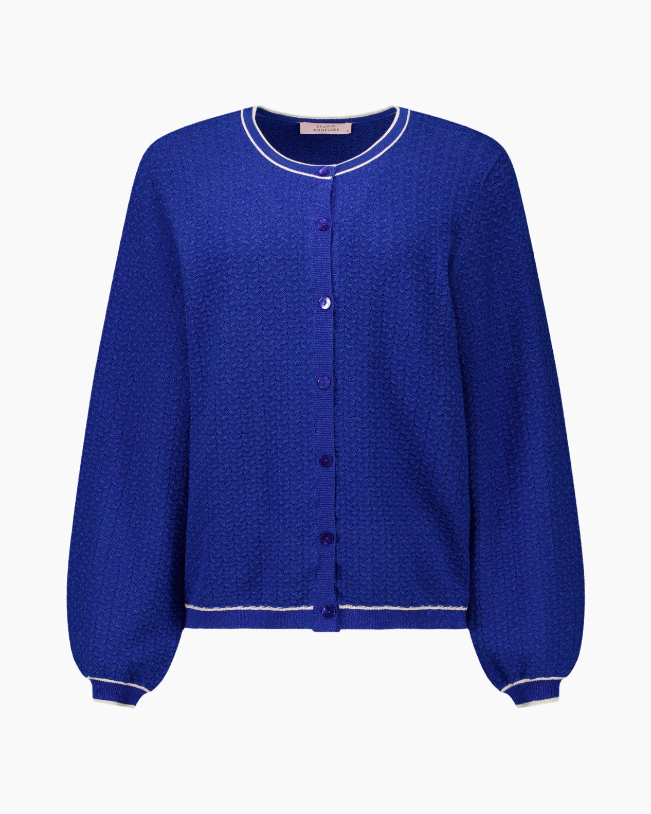 cardigan, blauw, brei, knopen, lange mouwen