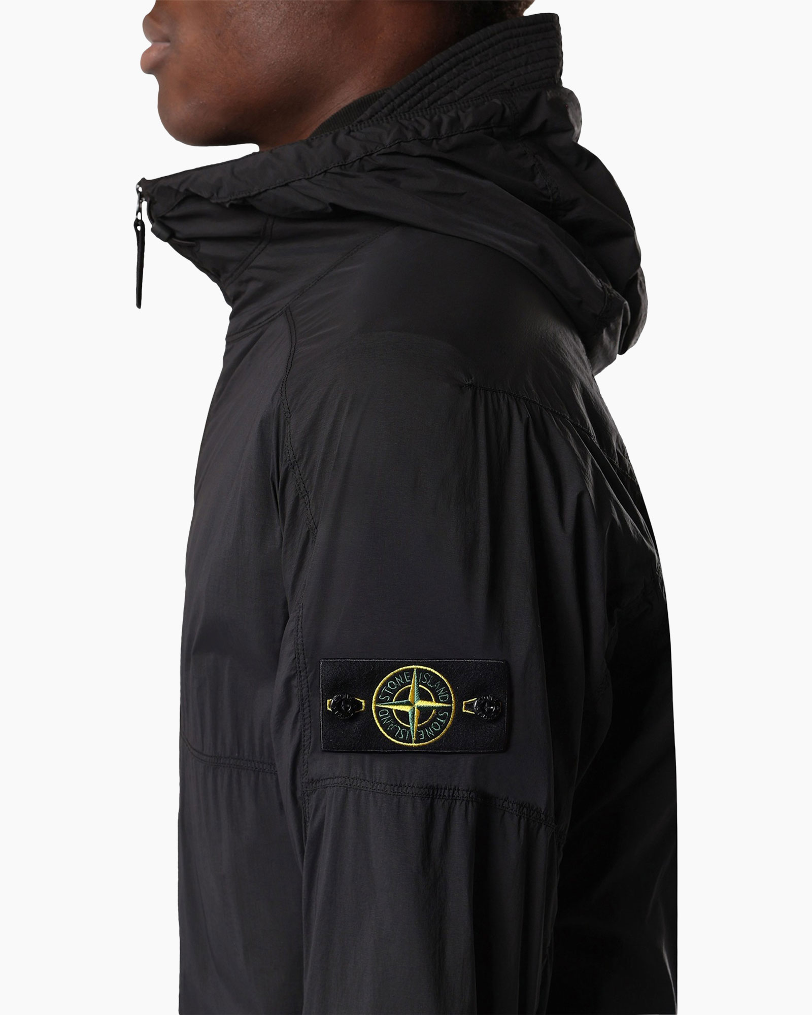 jas, capot, zwart, patch, logo