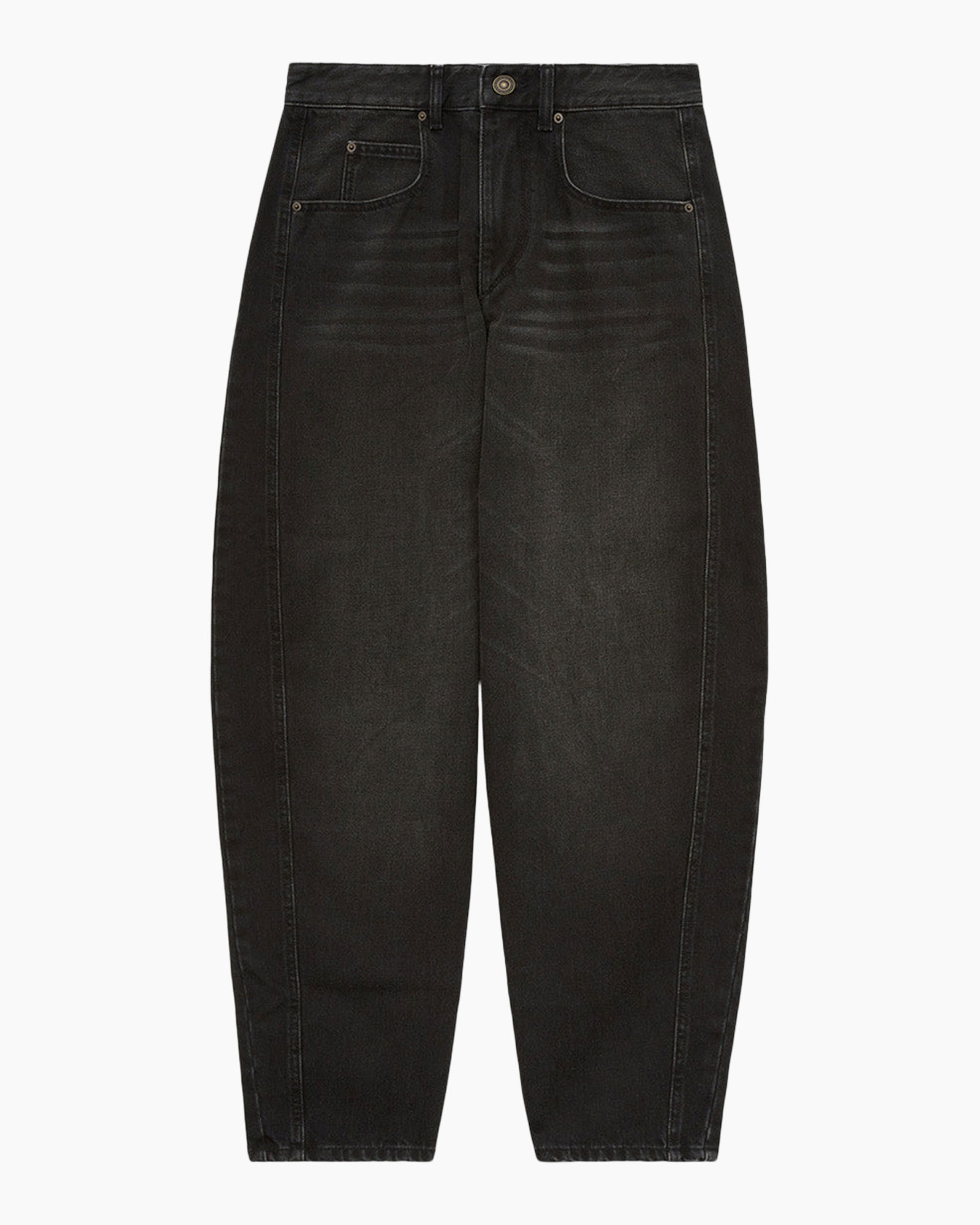 jeans, zwart, denim, rechte pijp, voorkant geruwd