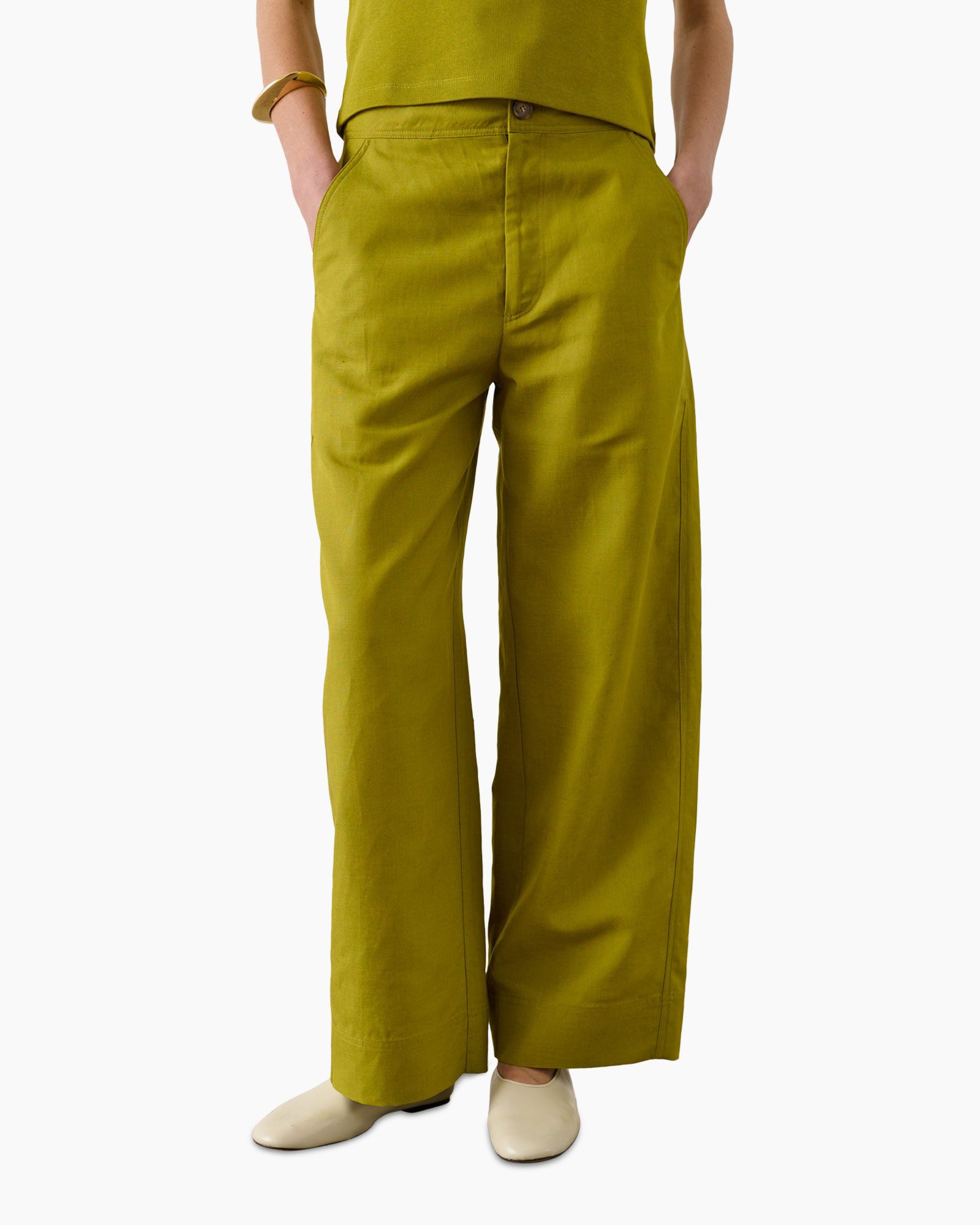 pants, wide-leg, olive, linen, trousers