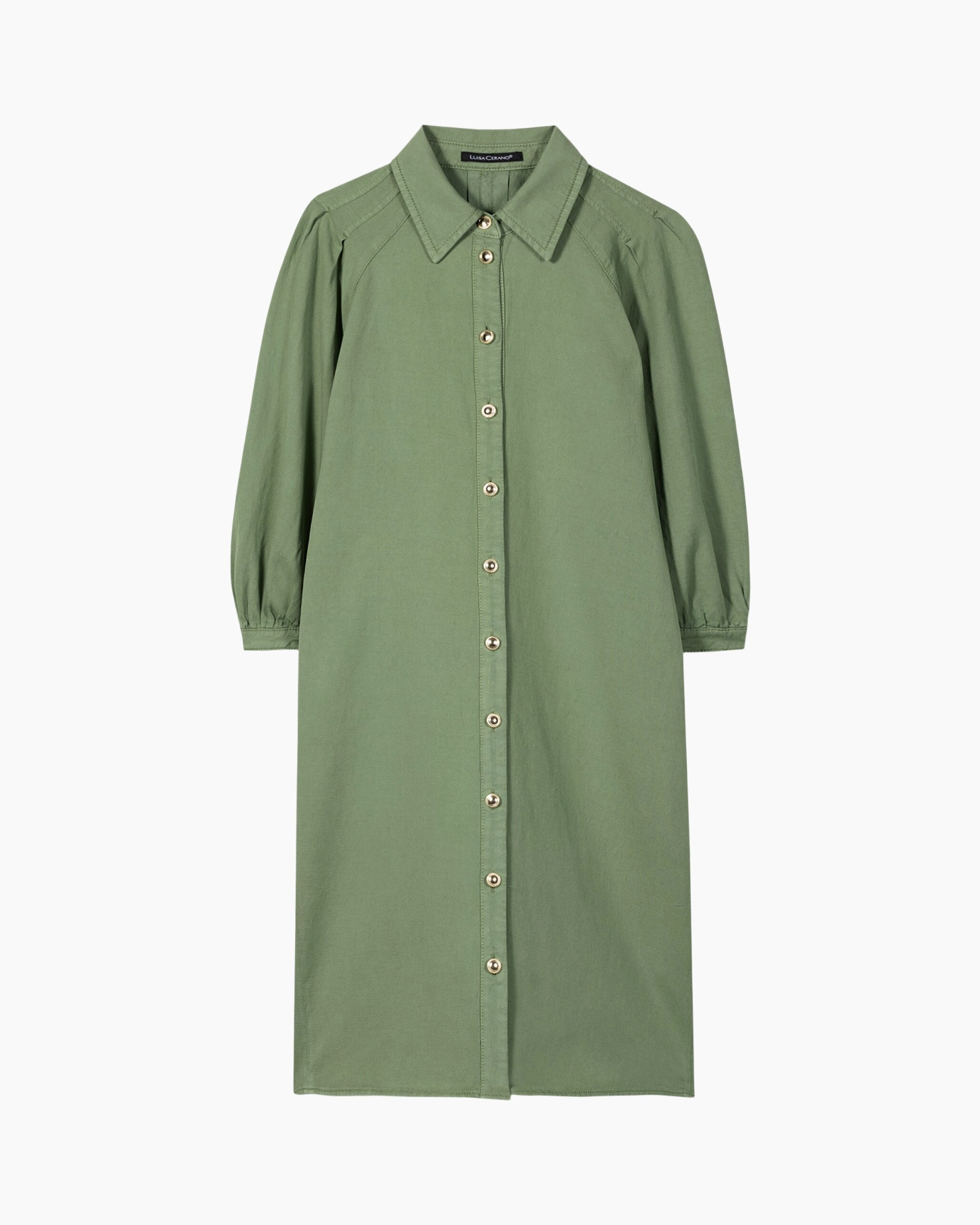 hemd, jurk, groen, lange mouwen, knopen