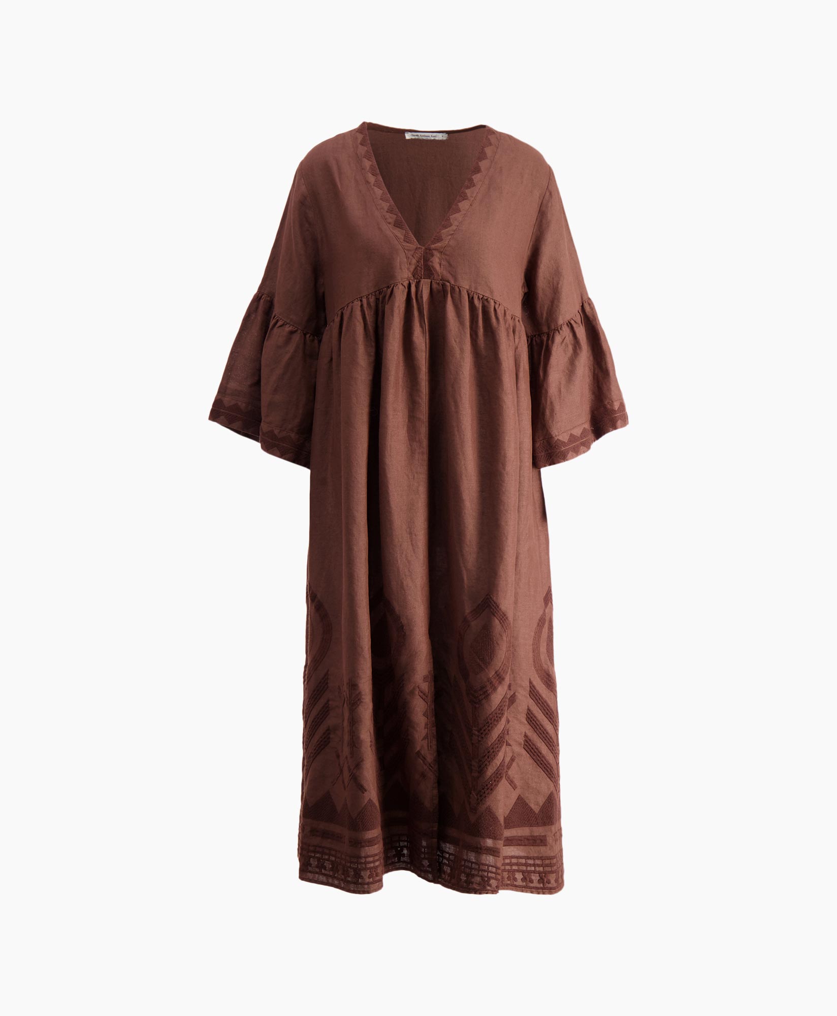 Greek Archaic Kori Midi Jurk 230465 Donker Bruin