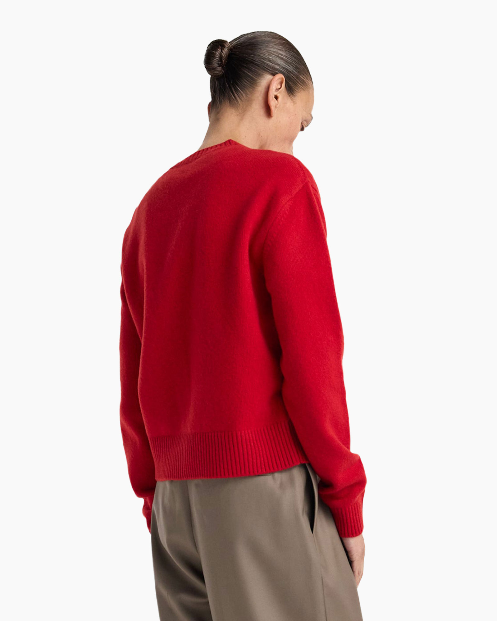 rood, trui, breiwerk, langemouwen, pullover