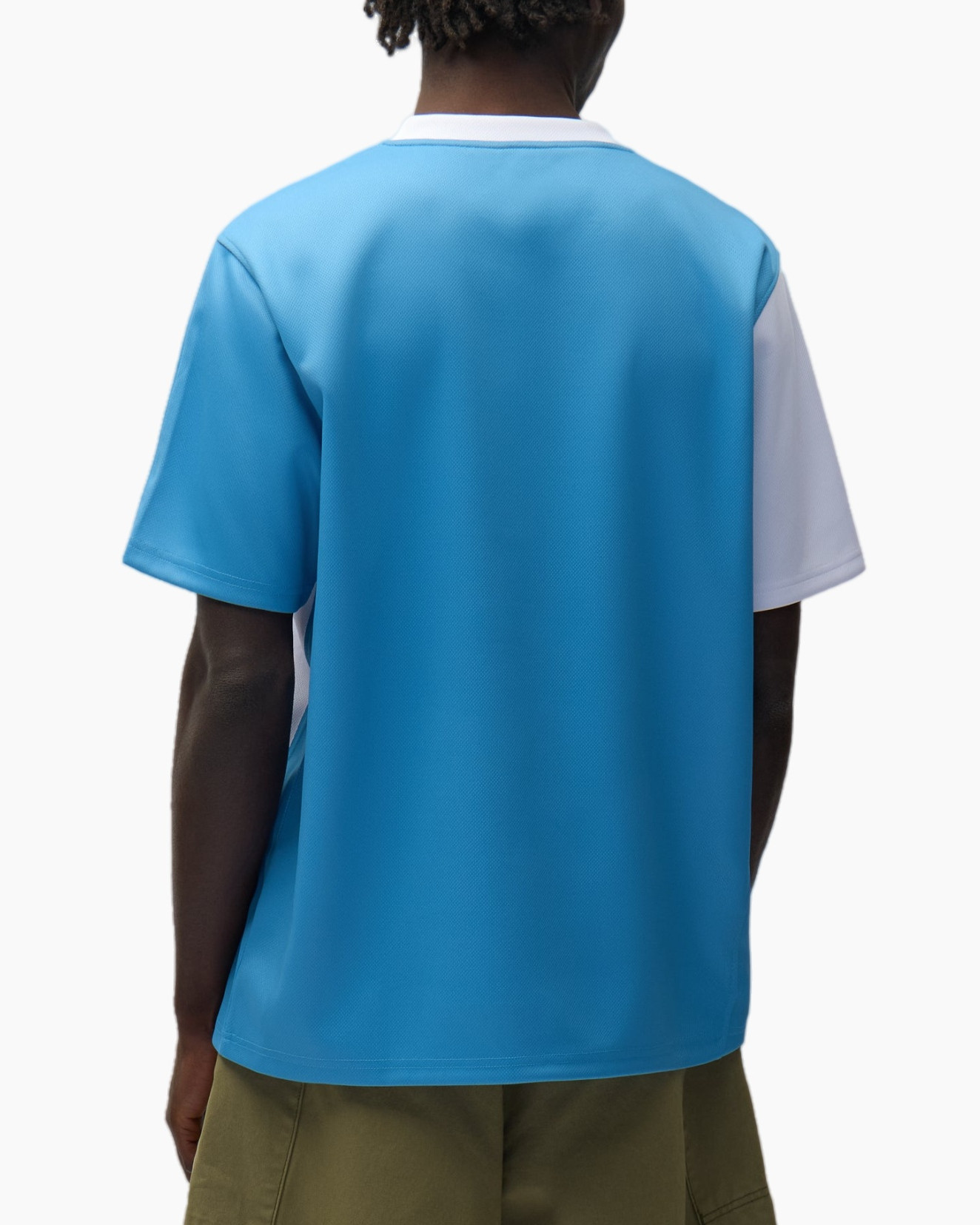 t-shirt, mouwlengte kort, grafisch, blauw wit, logo patch