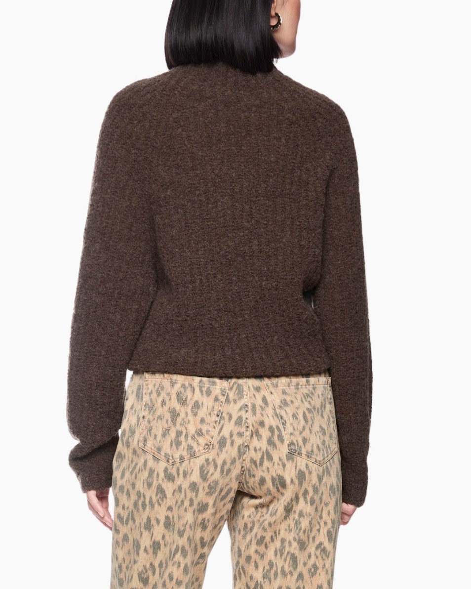 bruin, brei, trui, oversize, lange mouw