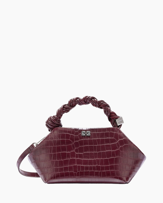handbag, purse, croco-embossed, maroon, top-handle