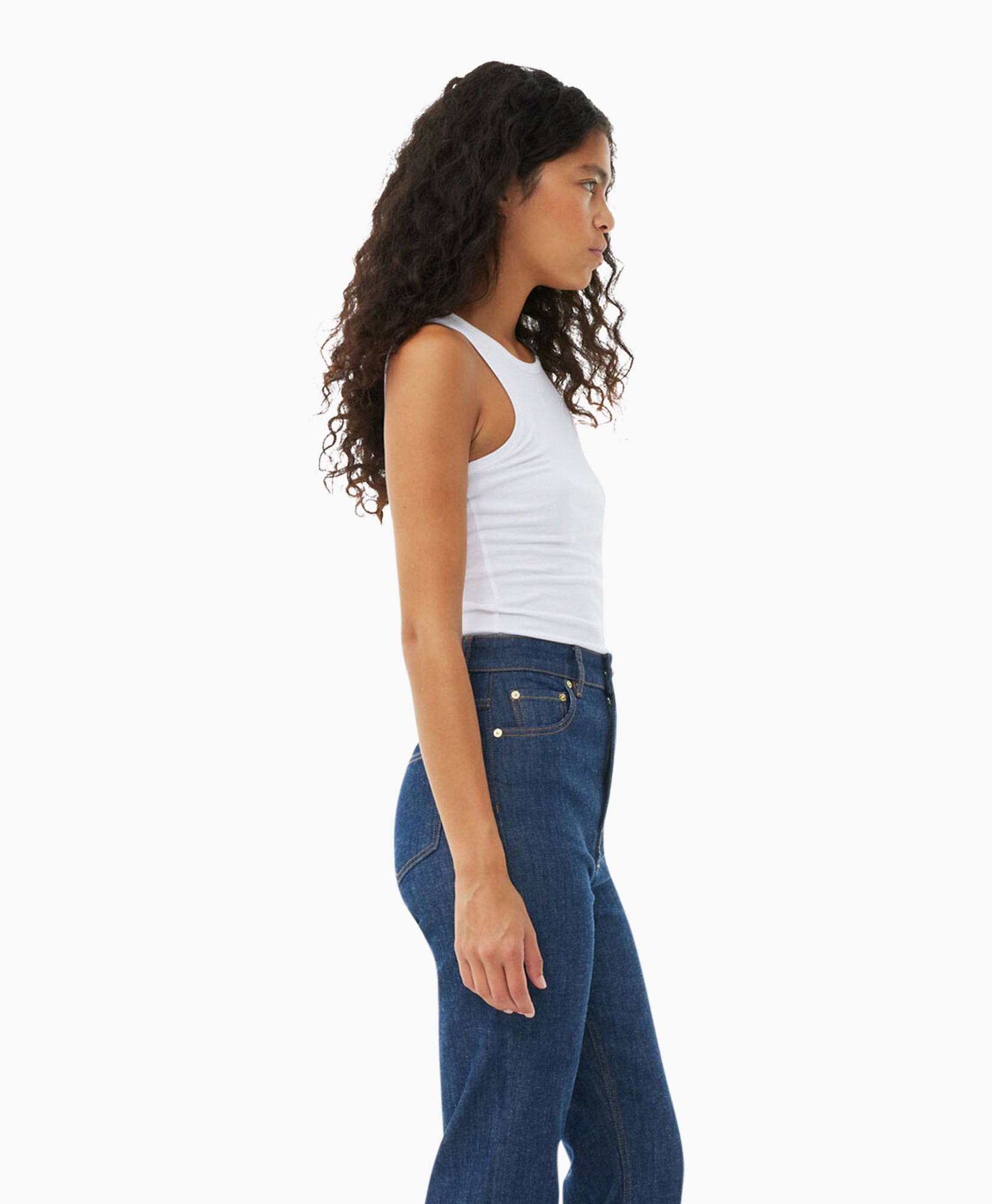 Top Soft Cotton Rib Tank Wit