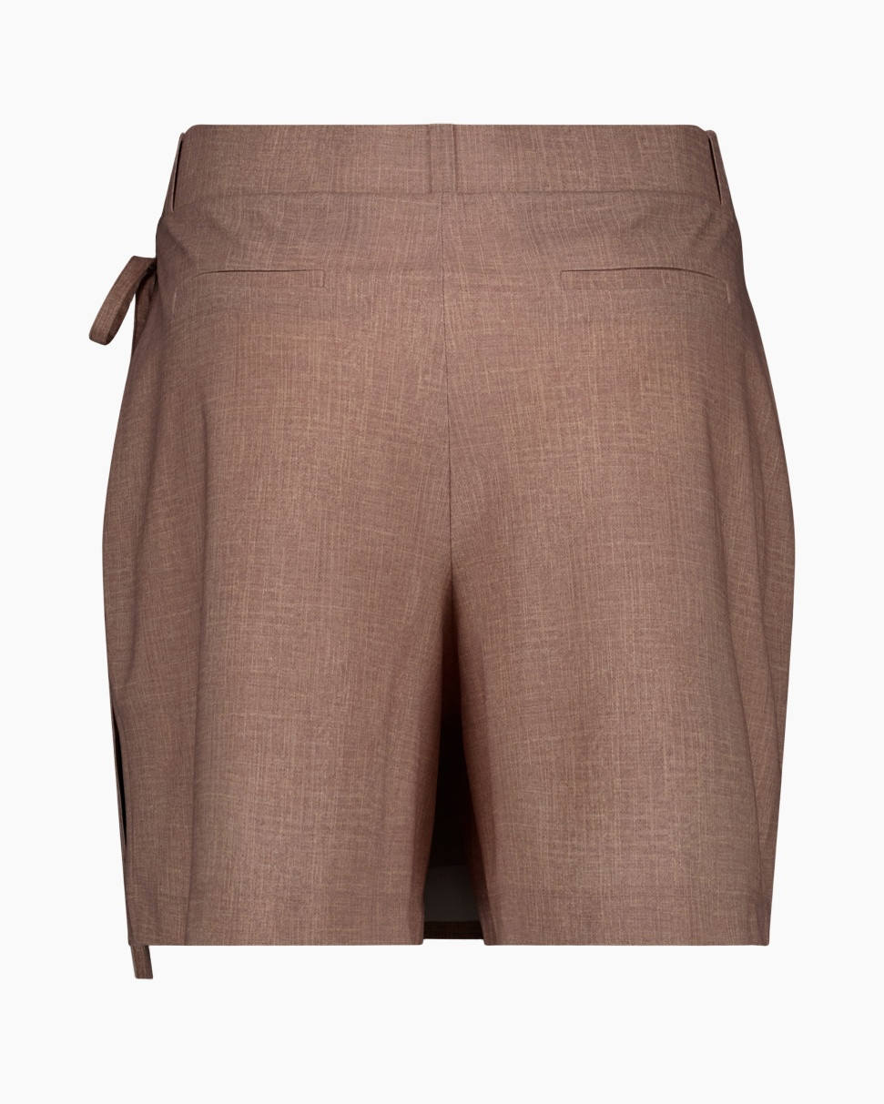 shorts, linnen, bruin, rits, voorzijde spleet