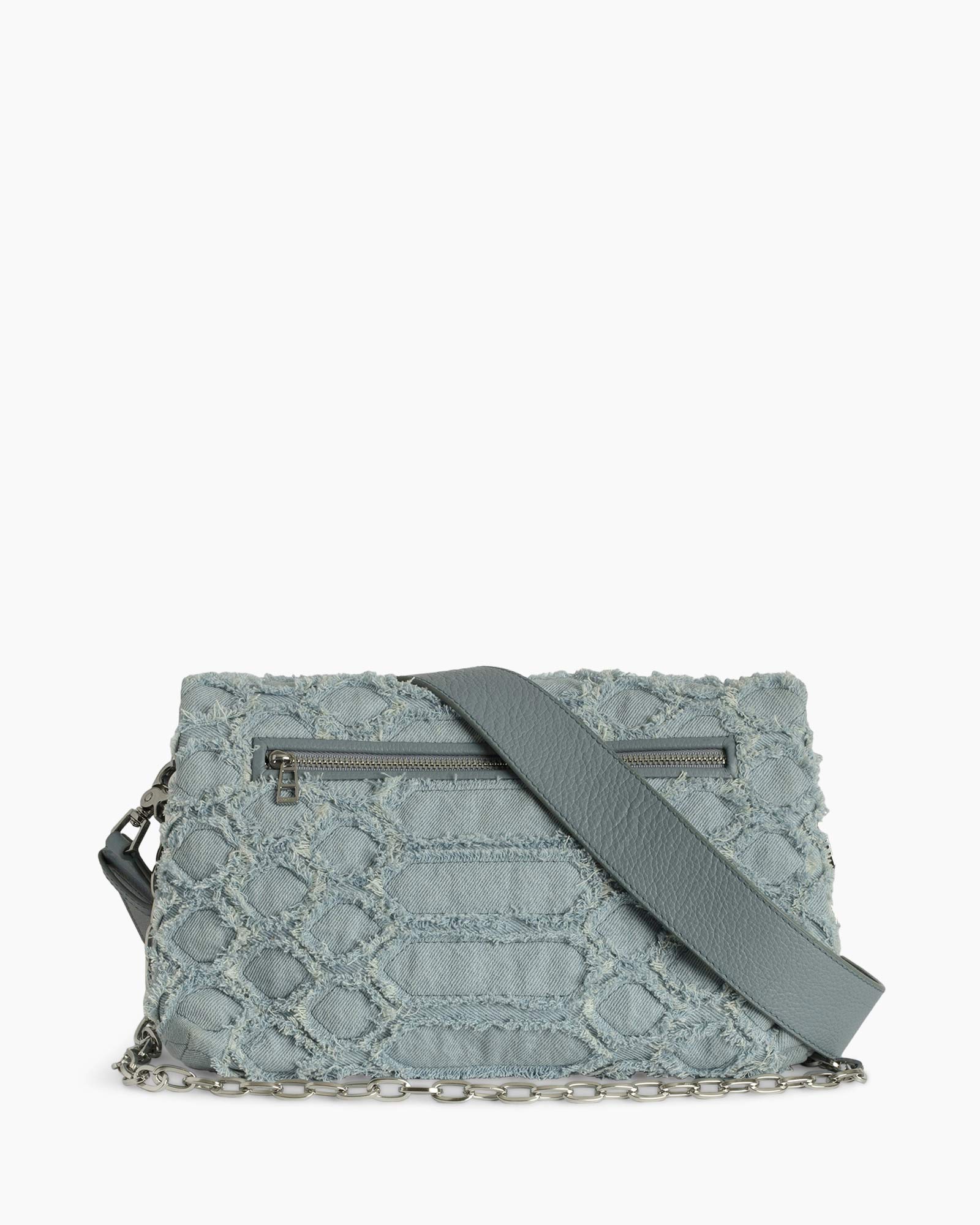 Crossbody Tas Rocky Fringed Denim Licht Blauw