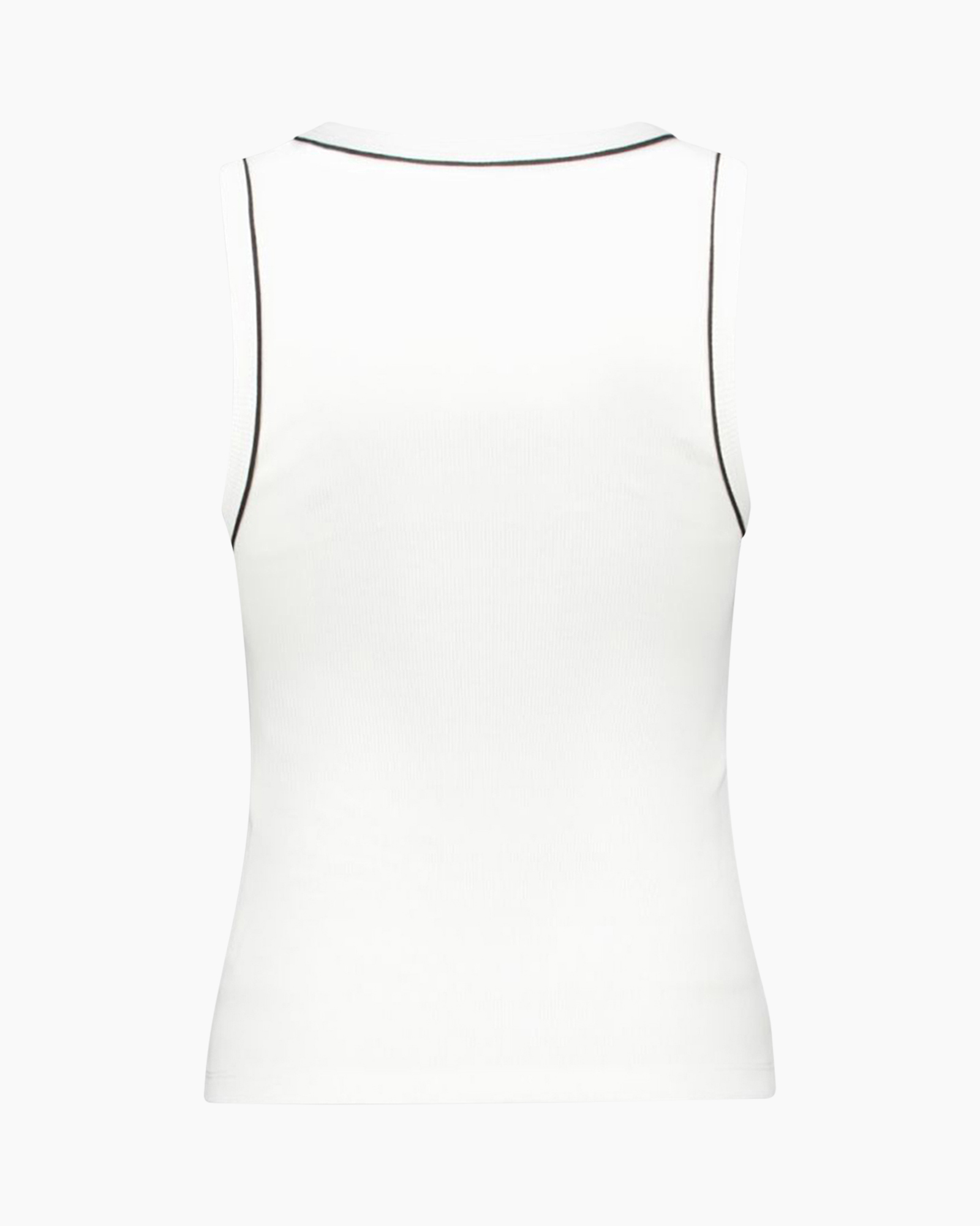 tanktop, wit, geribd, mouwloos, afwerking rand