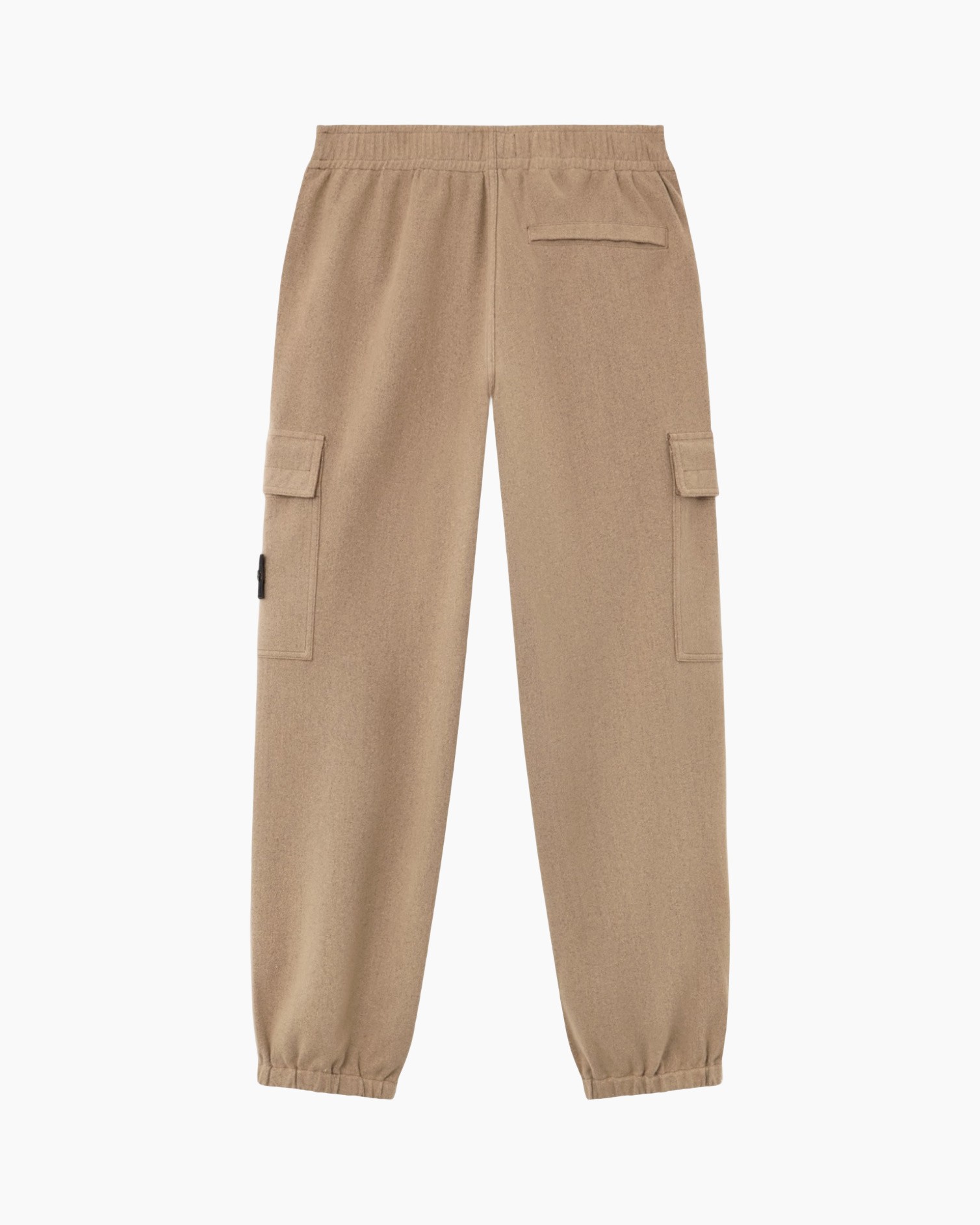 broeken, cargo broek, beige, elastische taille, cargo zakken