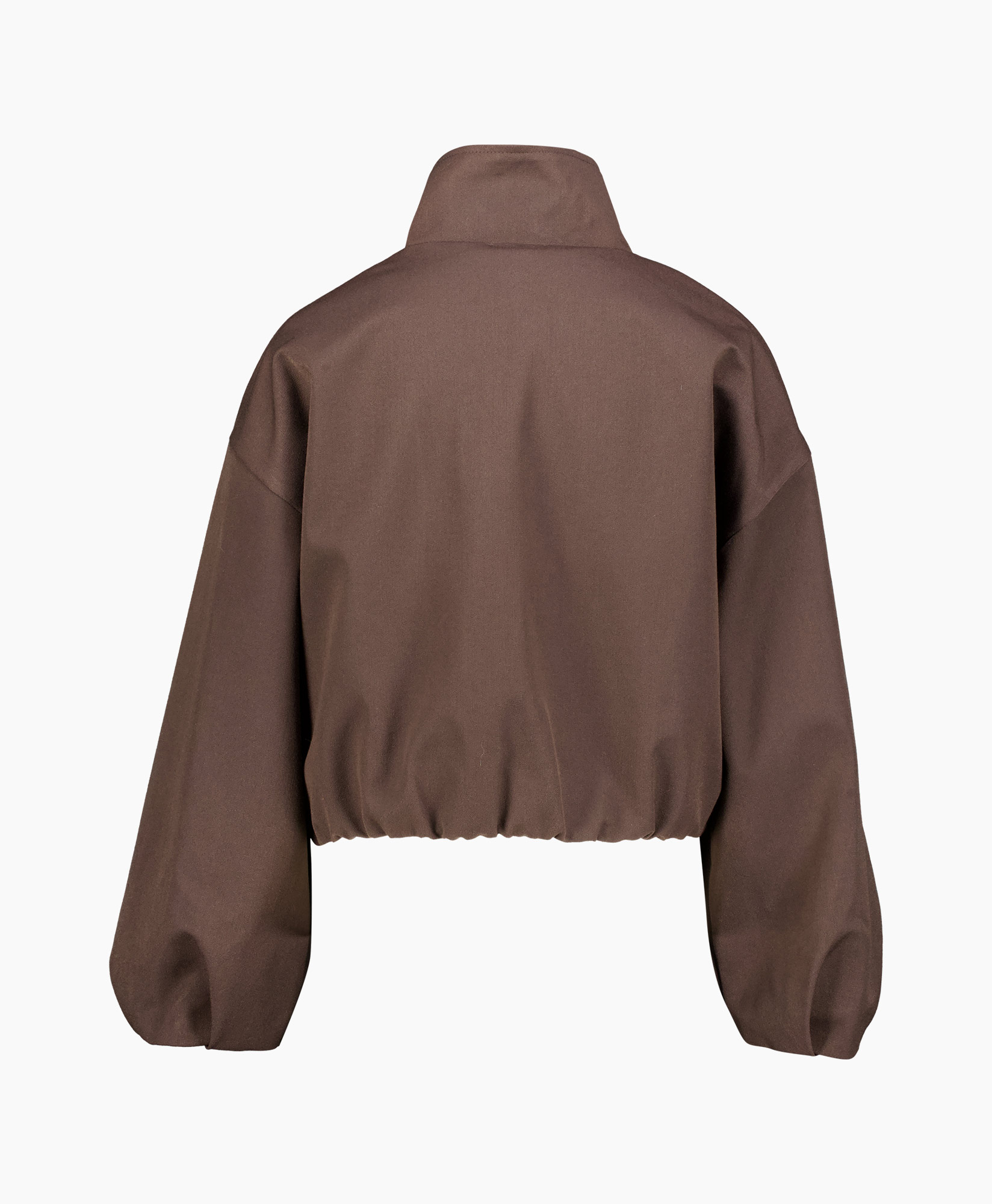 jas, bruin, duffel, knoopjes, pofmouwen