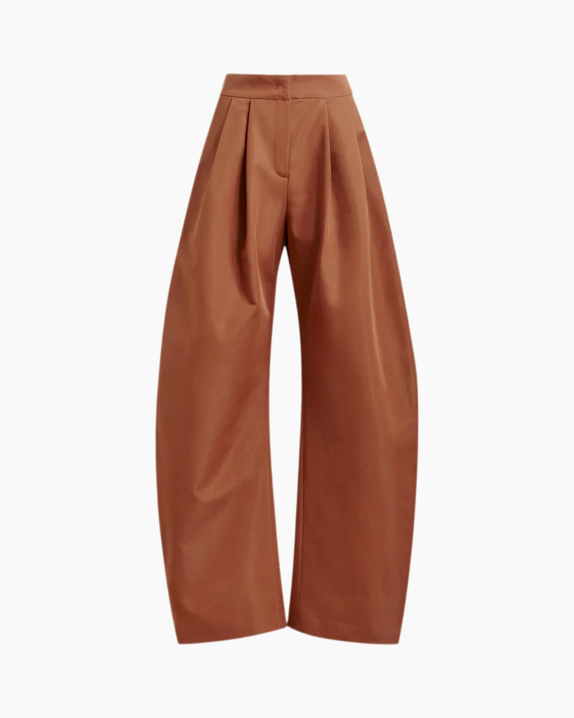 broek, wijdlopende, bruin, leer, hoog taille