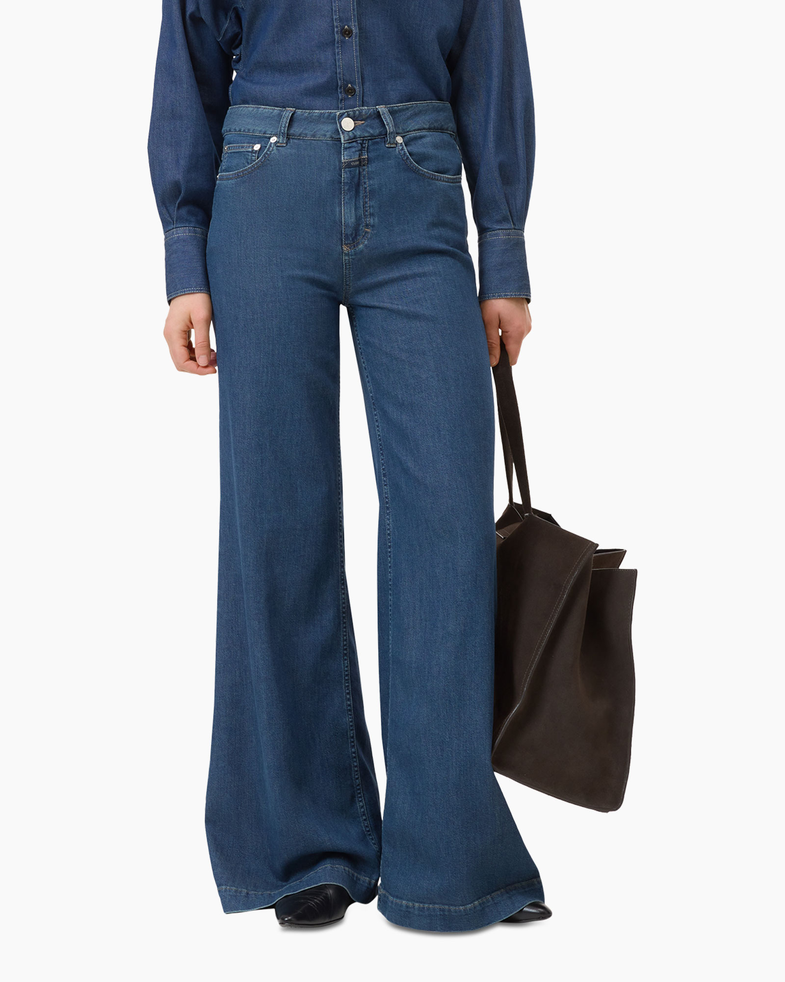 spijkerbroek, wijdere pijp, denim, hoge taille, broeken