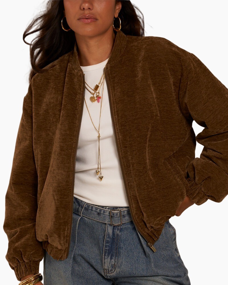 jacke bomber, bruin, fluweel, rits, casual