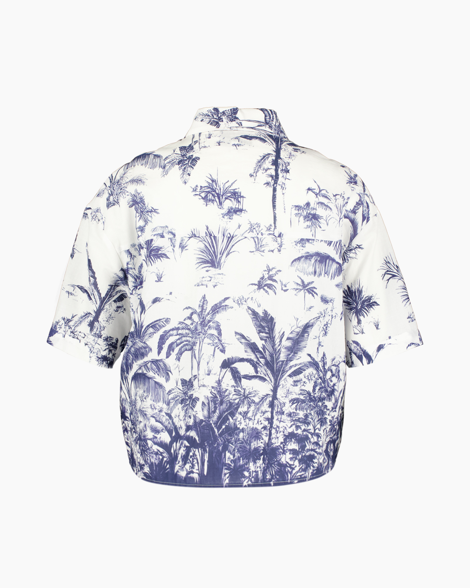 hemd, korte mouw, strik voorzijde, palmboom print, Hawaï shirt