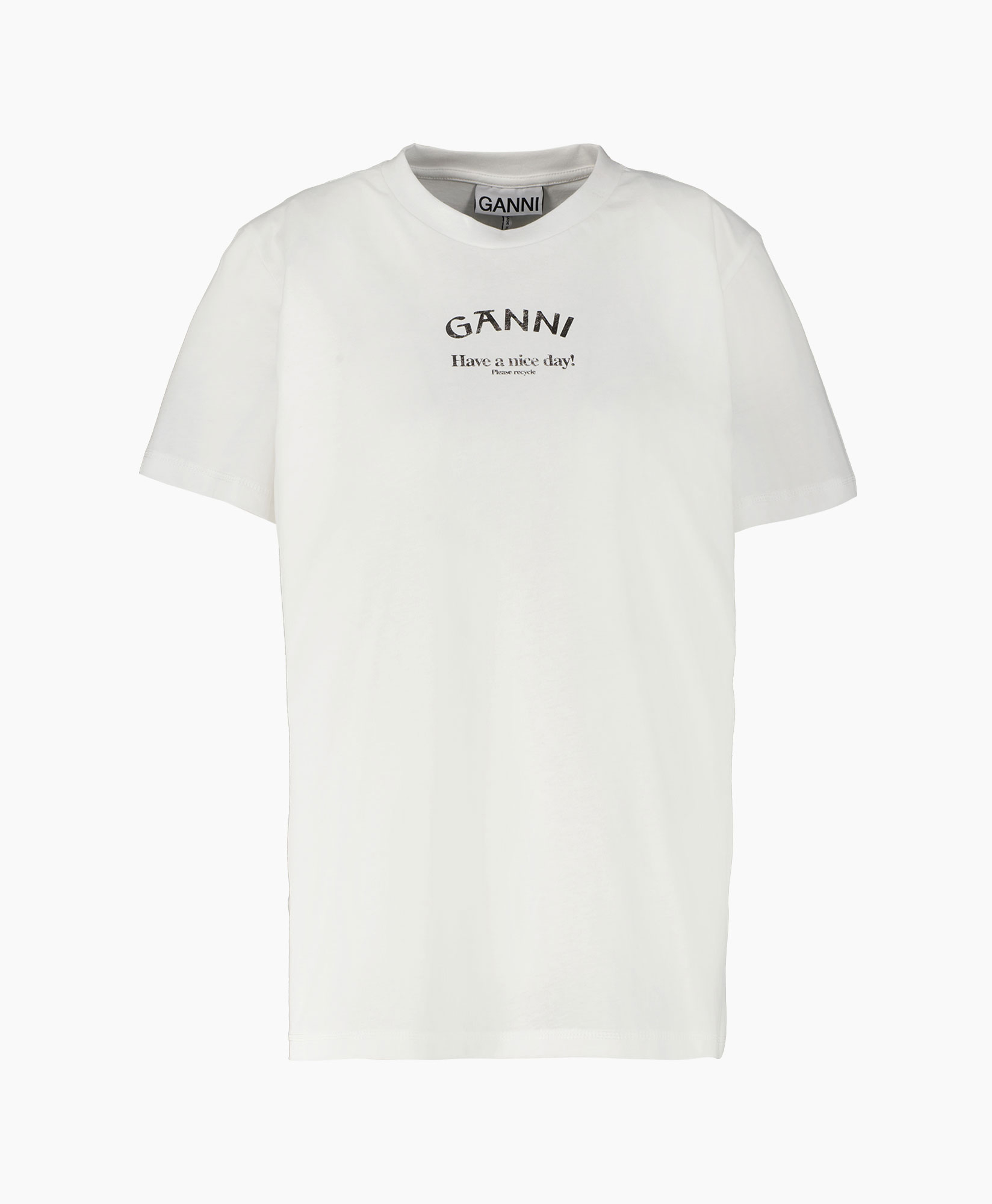 Ganni T-shirt Korte Mouw T3561 Wit