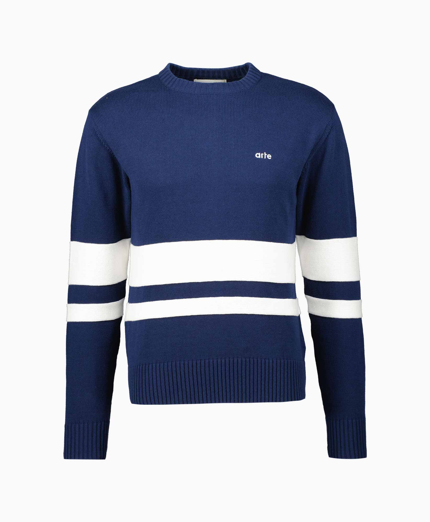 Arte Antwerp T-shirt Striped Knit Sweater Blauw