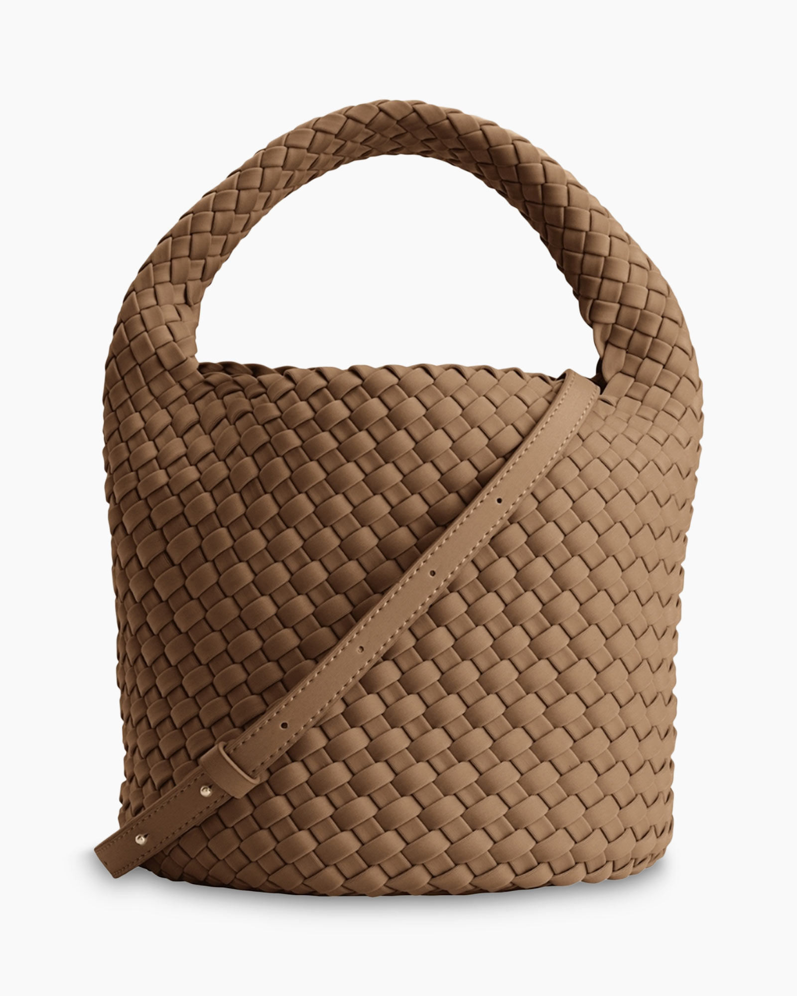 Schouder/hand Tas Basket midden bruin