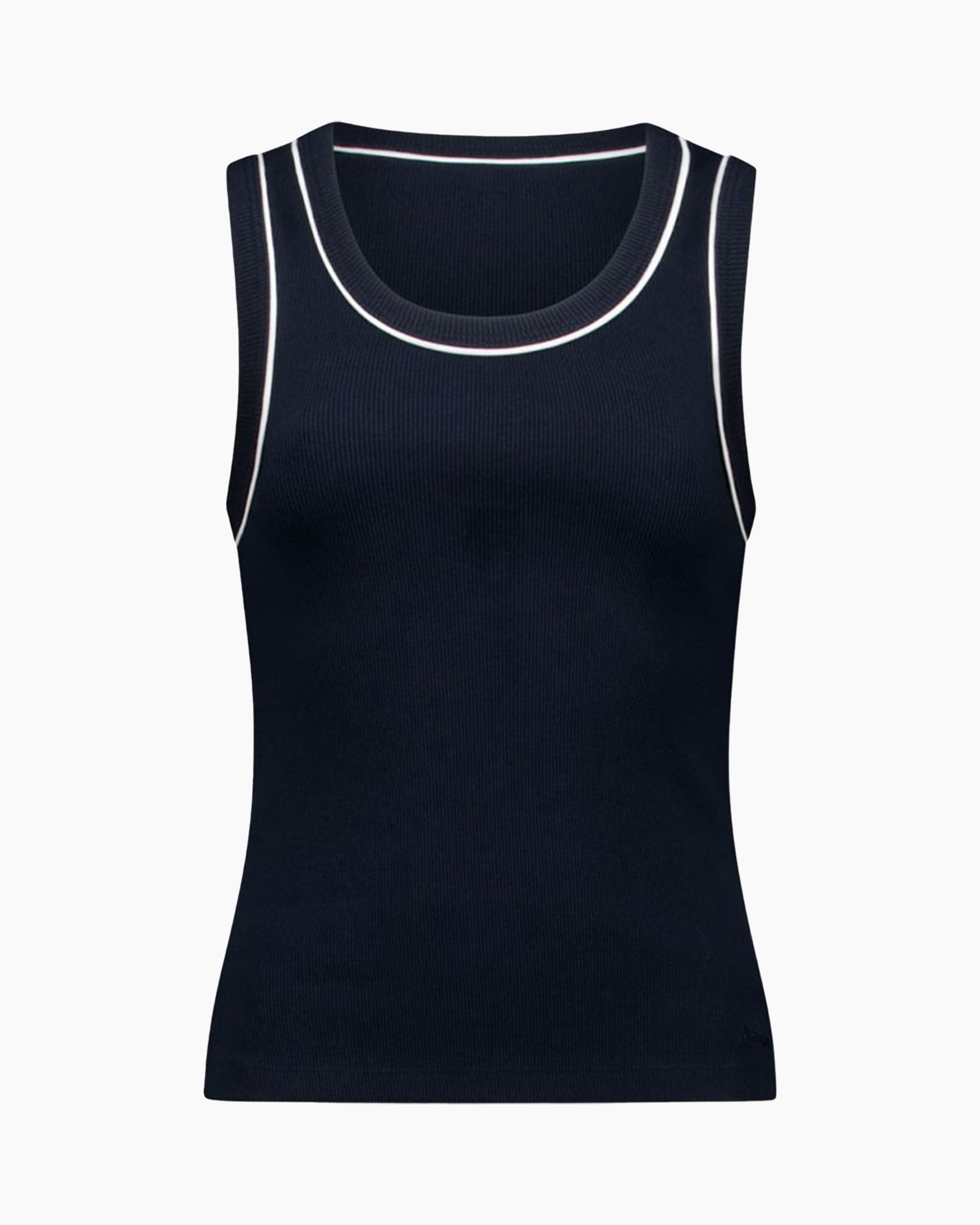 tanktop, zomer mouwloos, navyblauw, ribbel, randen