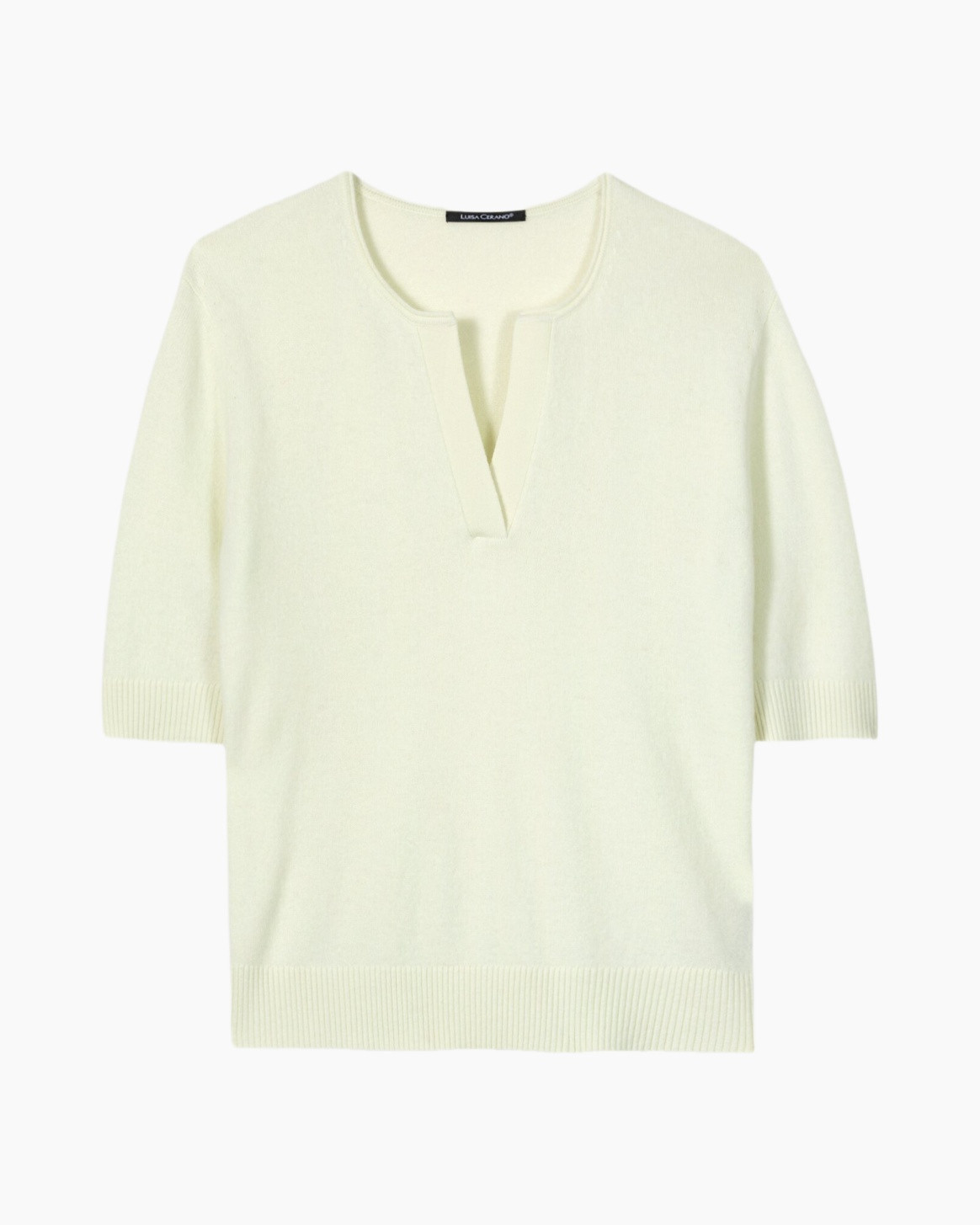 pullover, knit, v-neck, three-quarter sleeves, light green