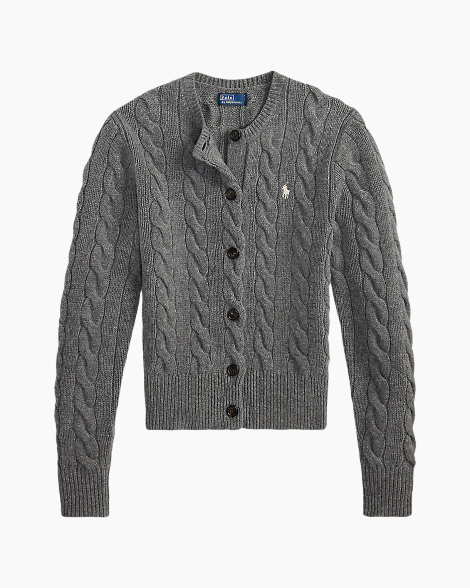 cardigan, trui, kabeltrui, knopen, grijs