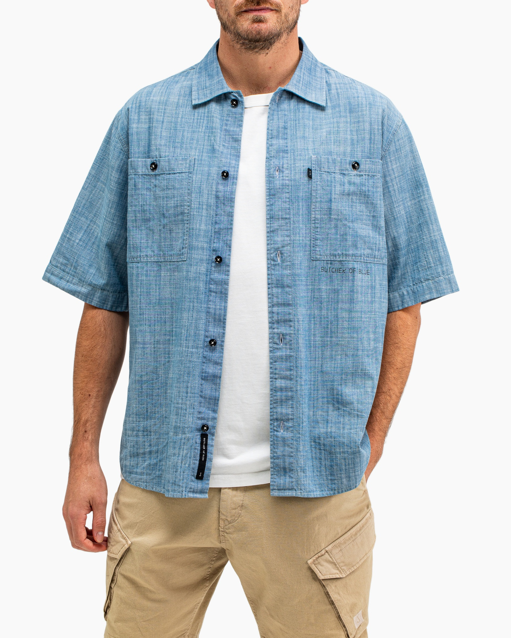 Overhemd Anthony Resort Chambray Shirt Ss Blauw Overhemd Anthony Resort Chambray Shirt Ss Blauw