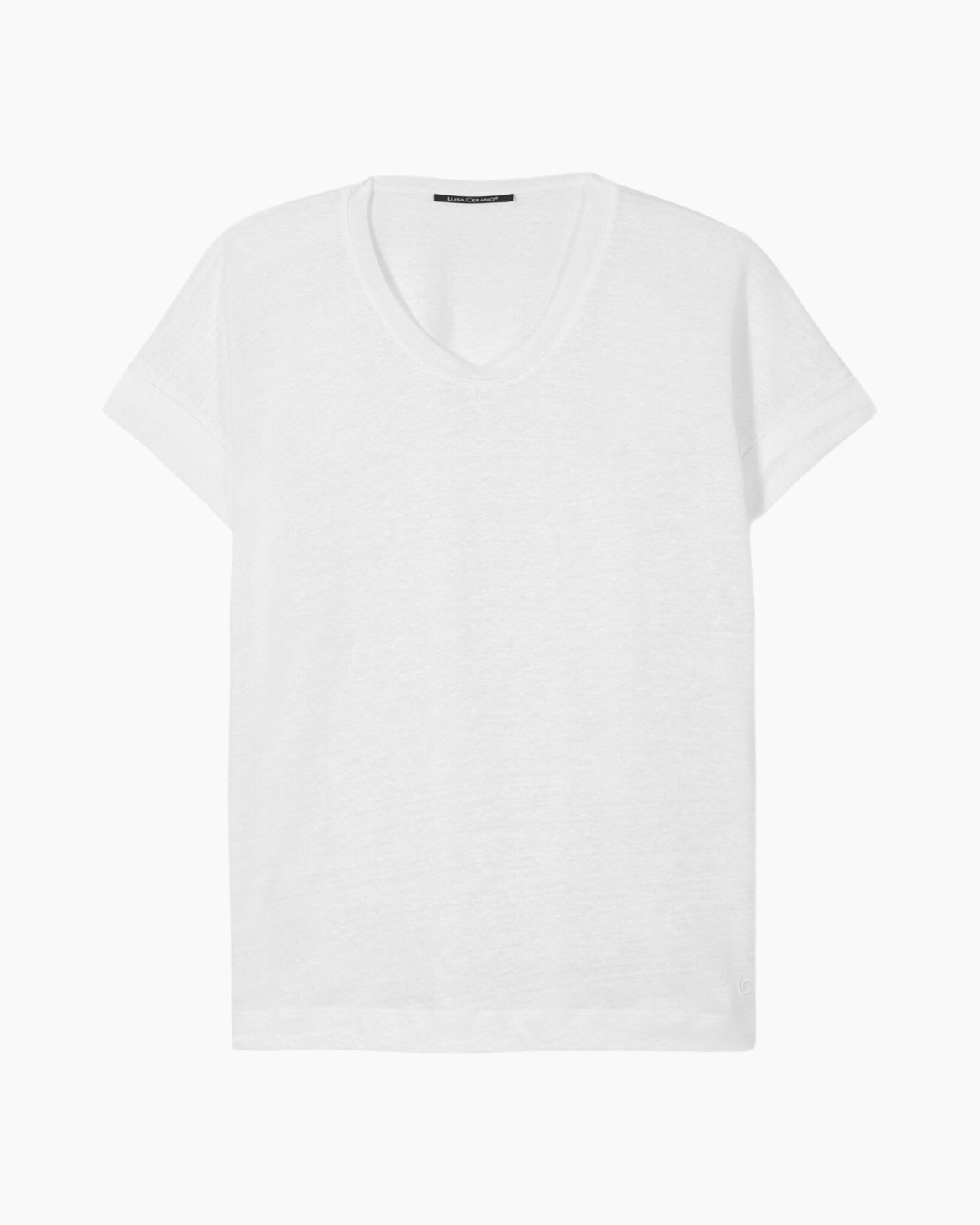 t-shirt, white, short-sleeve, v-neck, knit fabric
